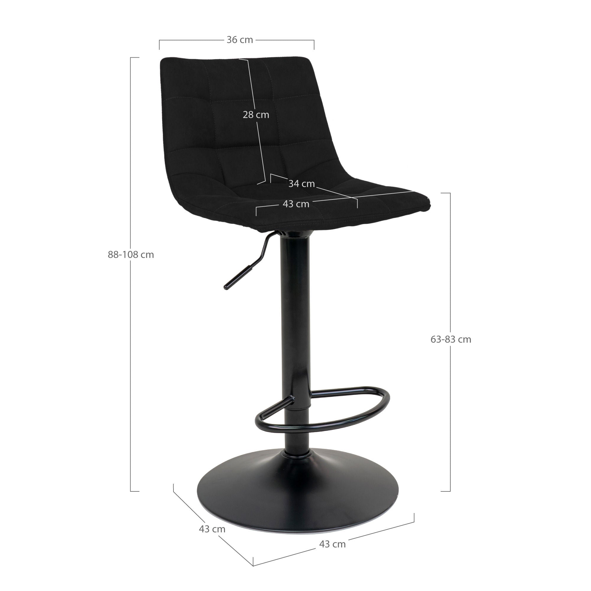 House Nordic Middelfart Bar Chair In Velvet, Black With Black Legs, Hn1207