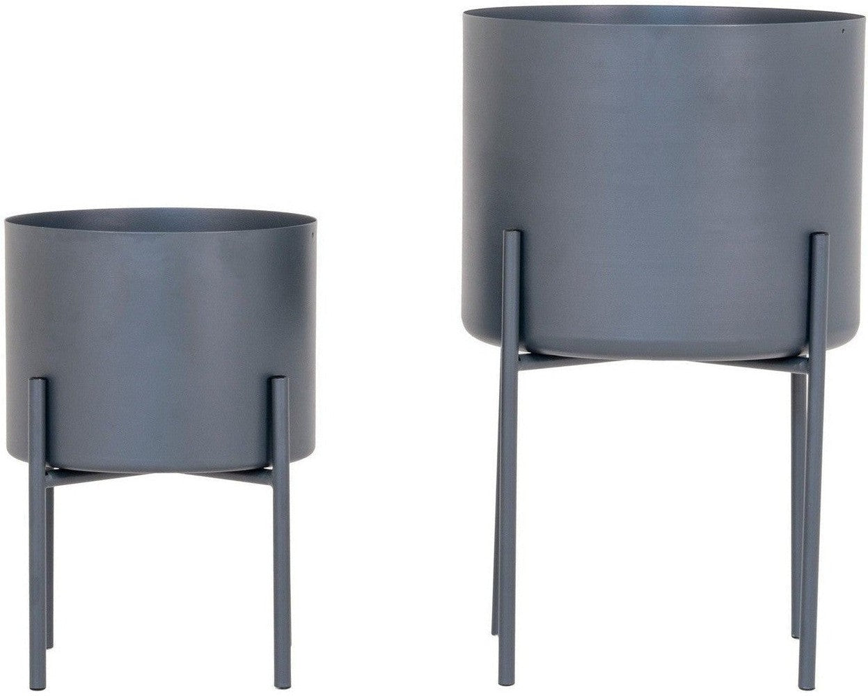 House Nordic Pavia Flowerpots, Steel, Grey, Set Of 2