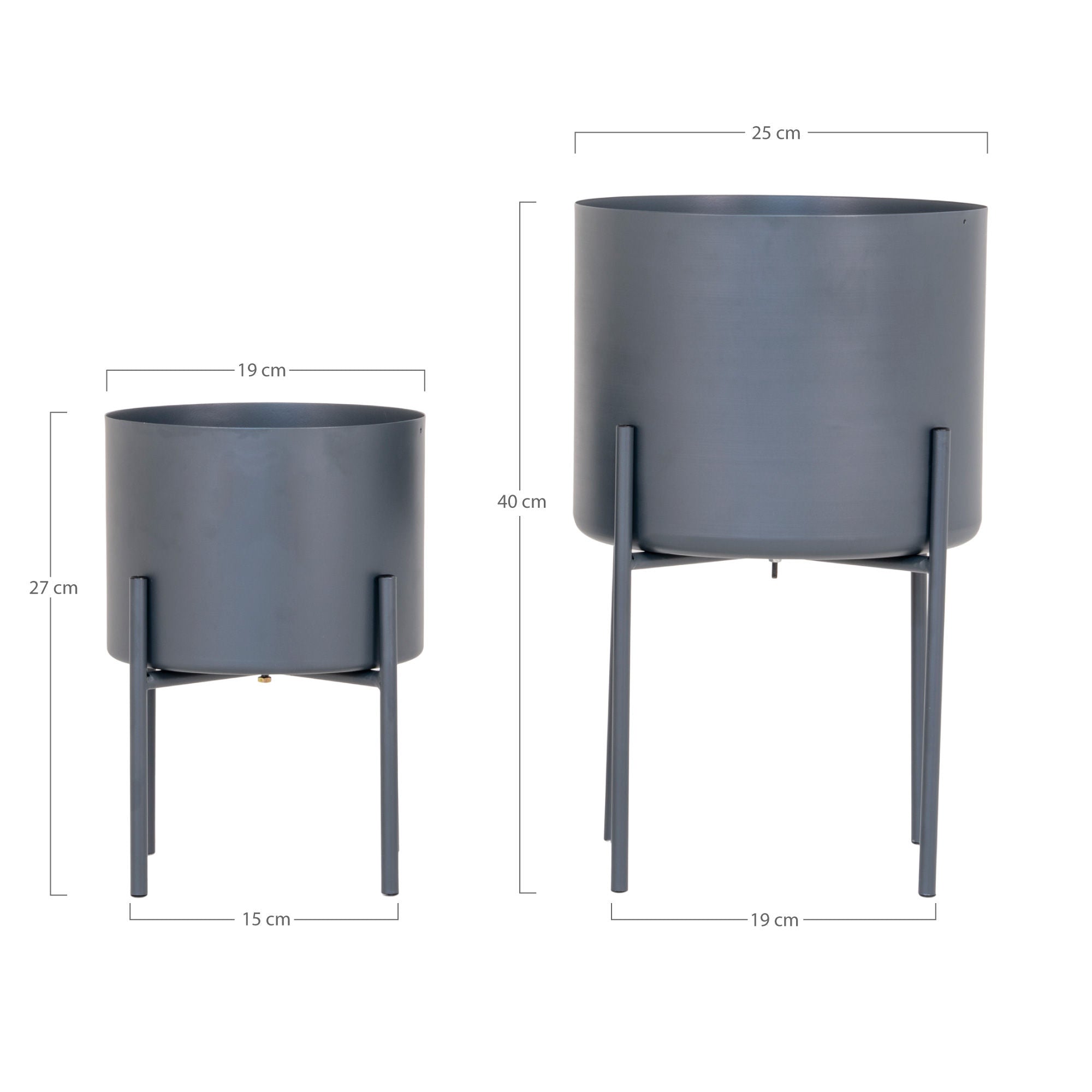 House Nordic Pavia Flowerpots, Steel, Grey, Set Of 2