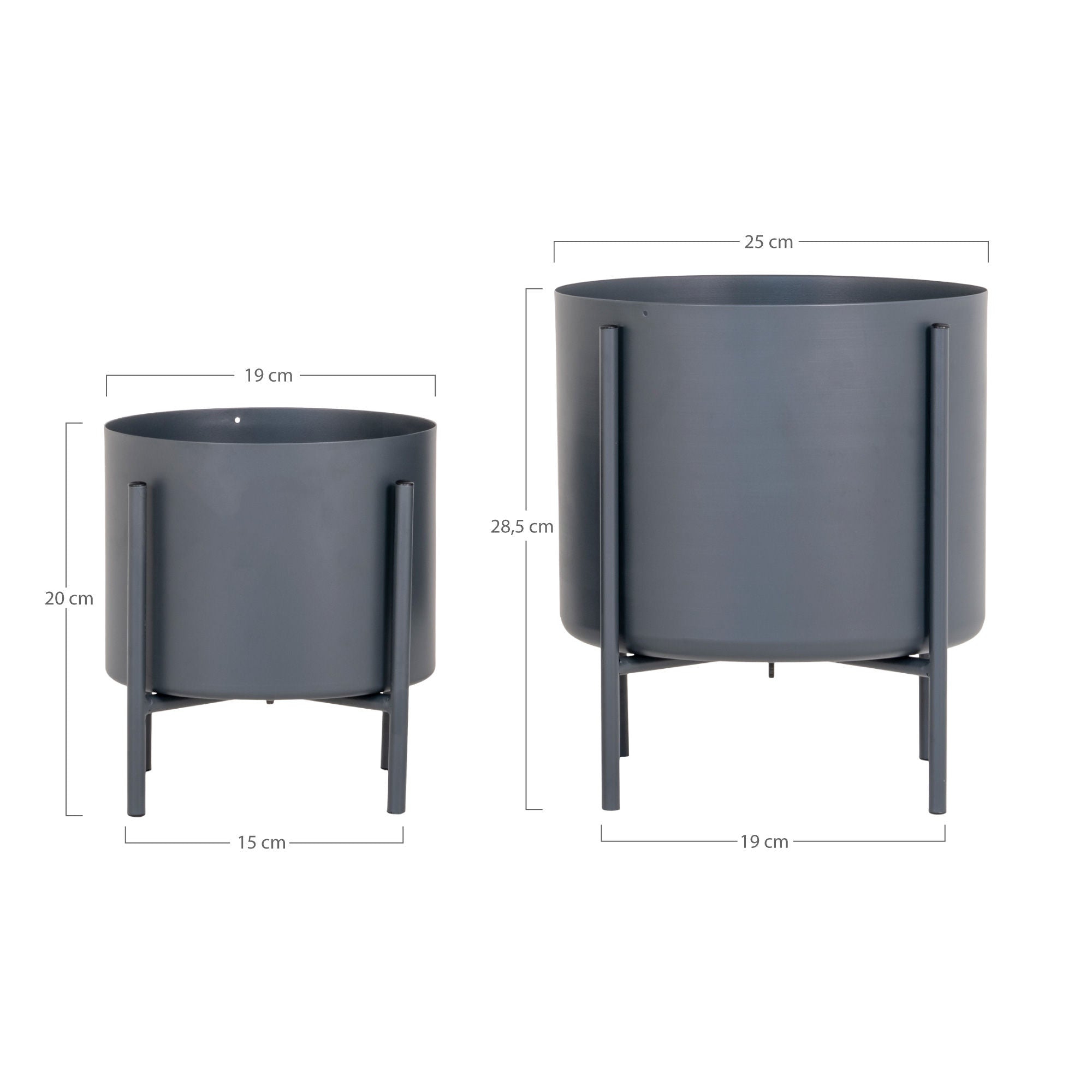 House Nordic Pavia Flowerpots, Steel, Grey, Set Of 2