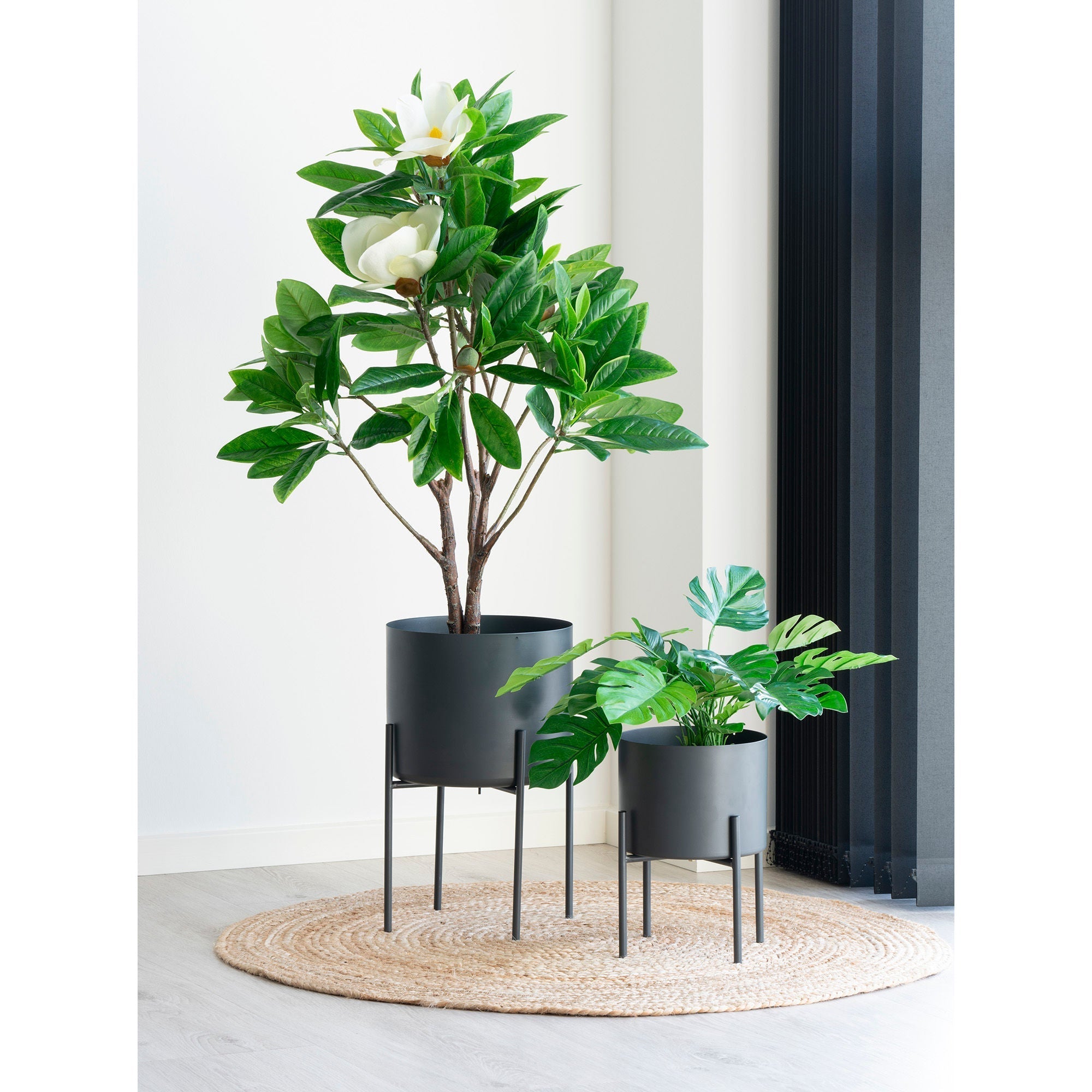 House Nordic Pavia Flowerpots, Steel, Grey, Set Of 2