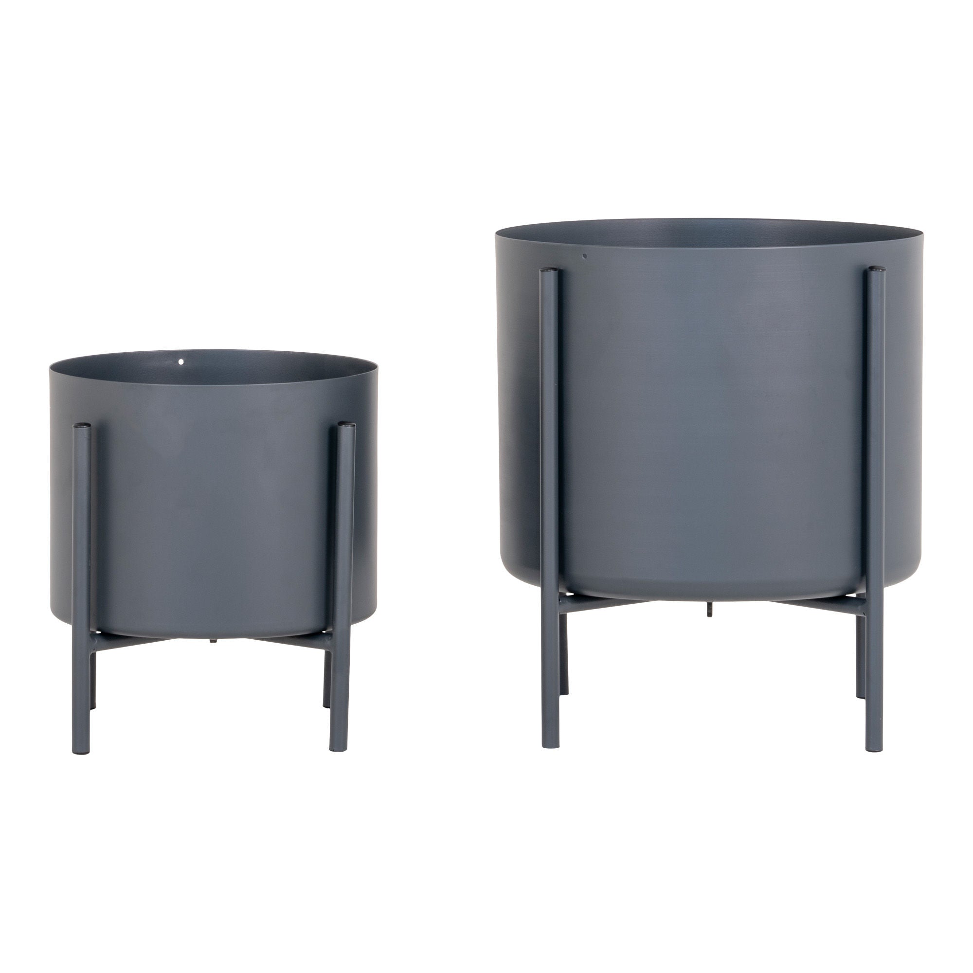 House Nordic Pavia Flowerpots, Steel, Grey, Set Of 2