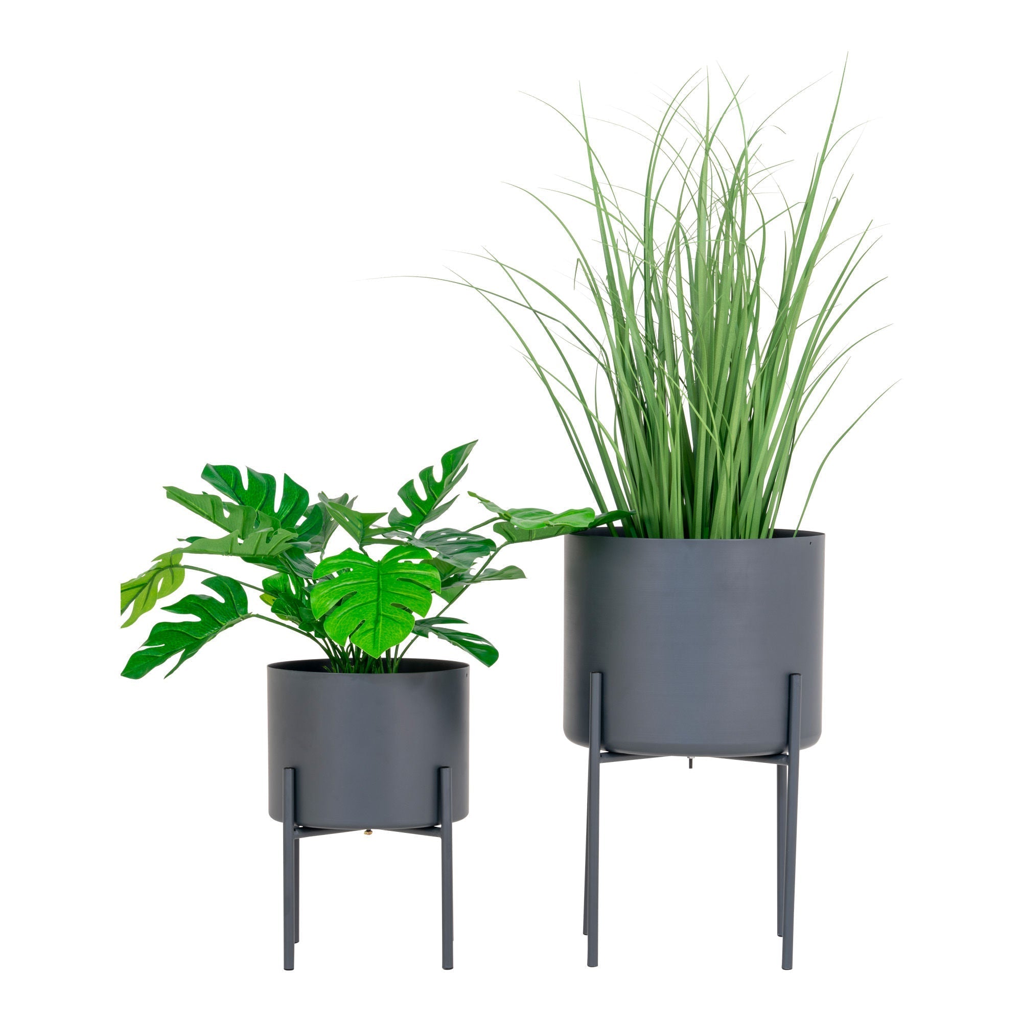 House Nordic Pavia Flowerpots, Steel, Grey, Set Of 2