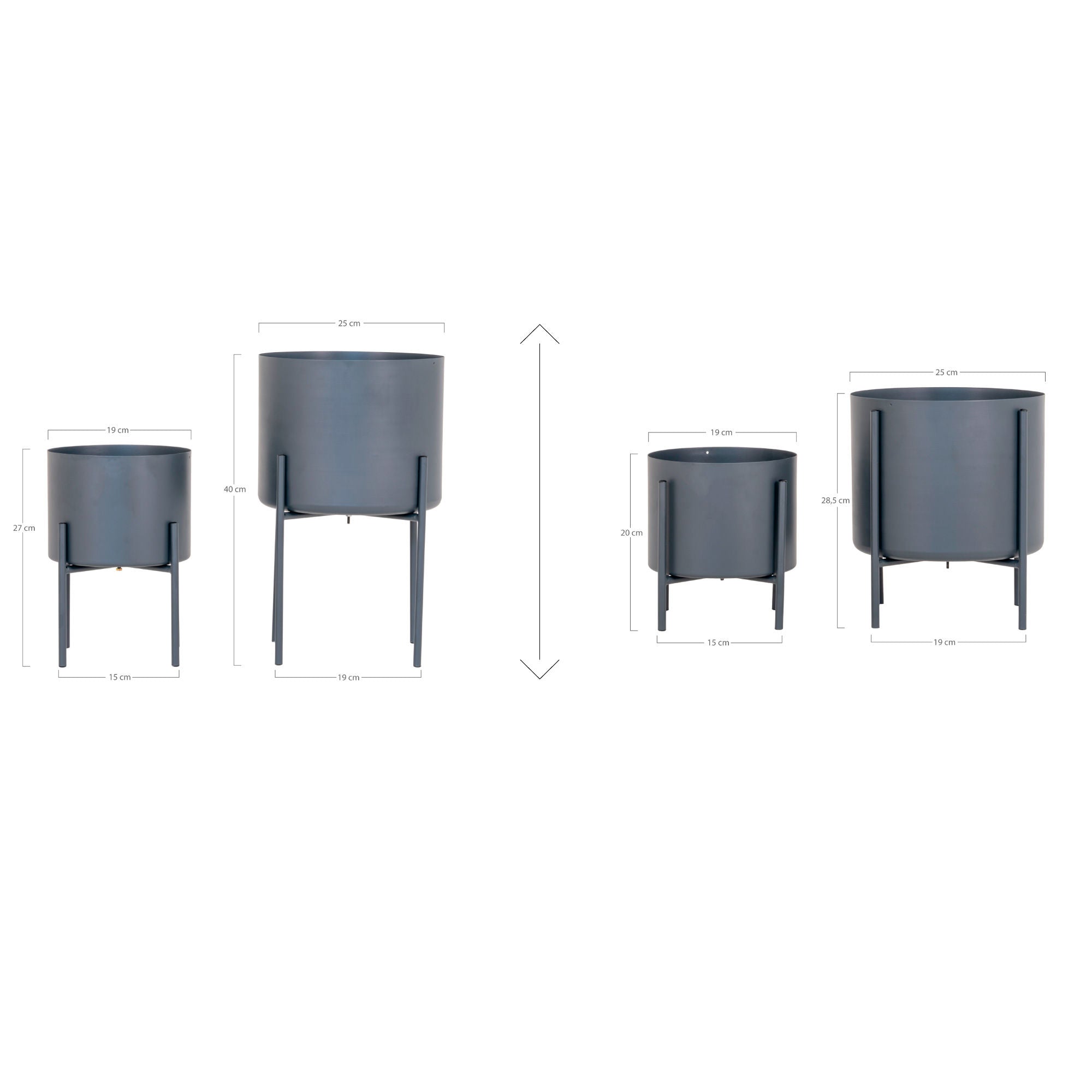 House Nordic Pavia Flowerpots, Steel, Grey, Set Of 2