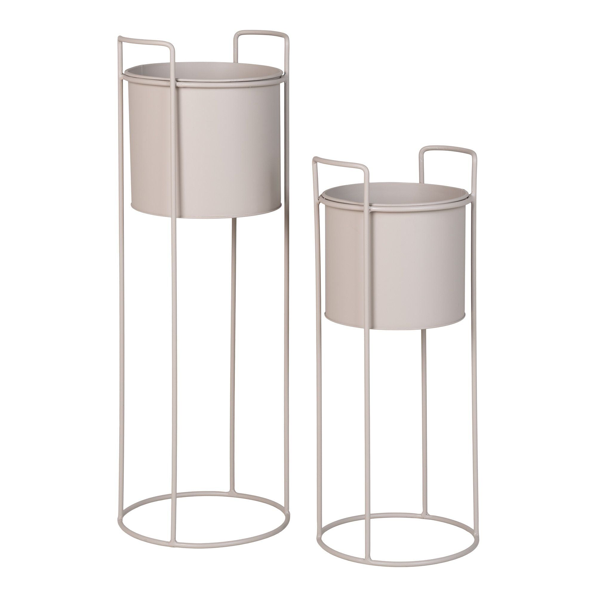 House Nordic Rabo Flowerpot, Steel, Sand, Set Of 2