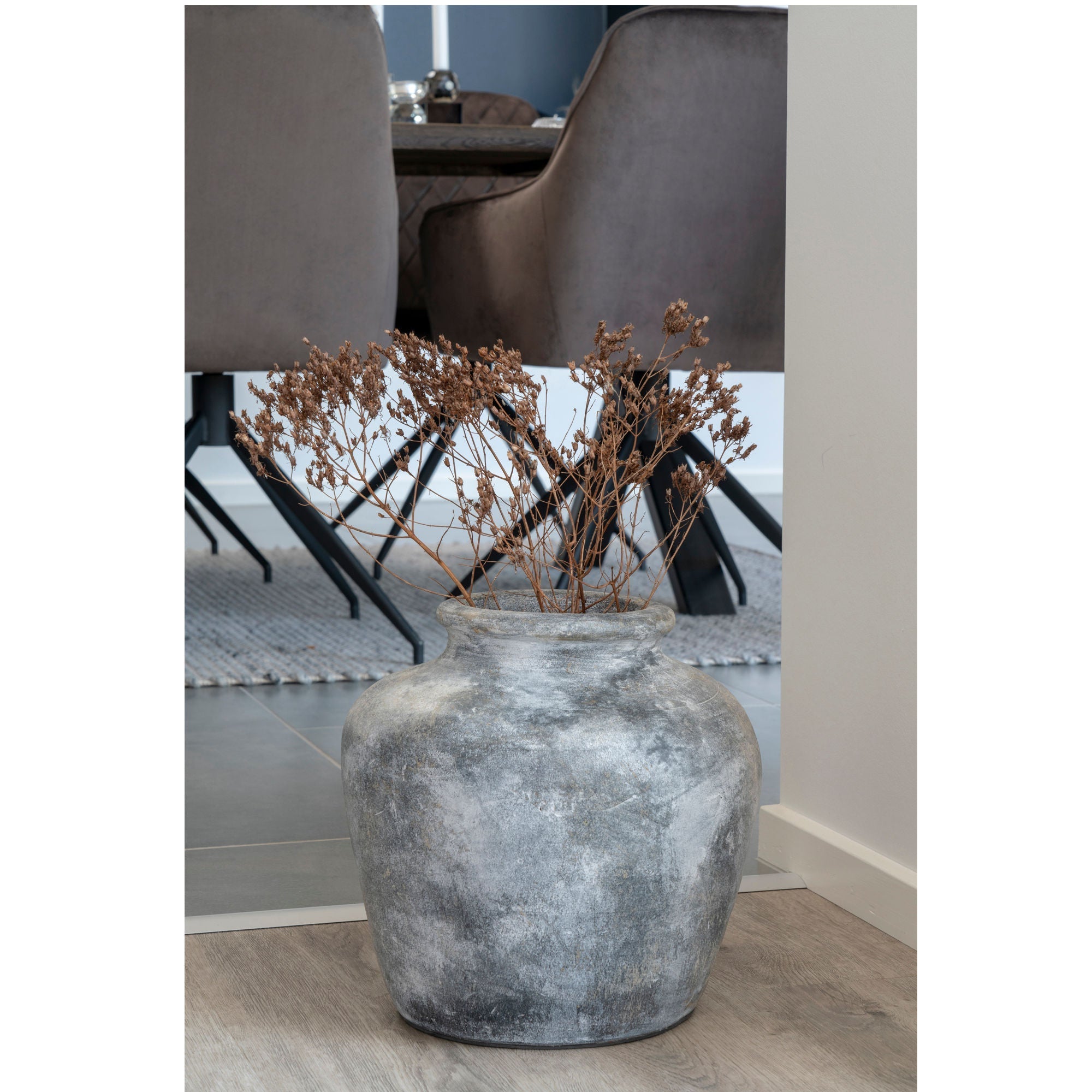 House Nordic Santo Decoration Vase, Antique Light Grey, ø30x30 Cm