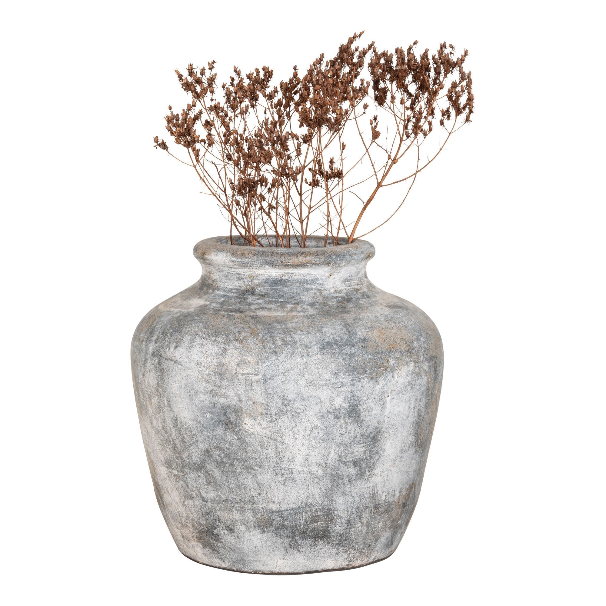 House Nordic Santo Decoration Vase, Antique Light Grey, ø30x30 Cm