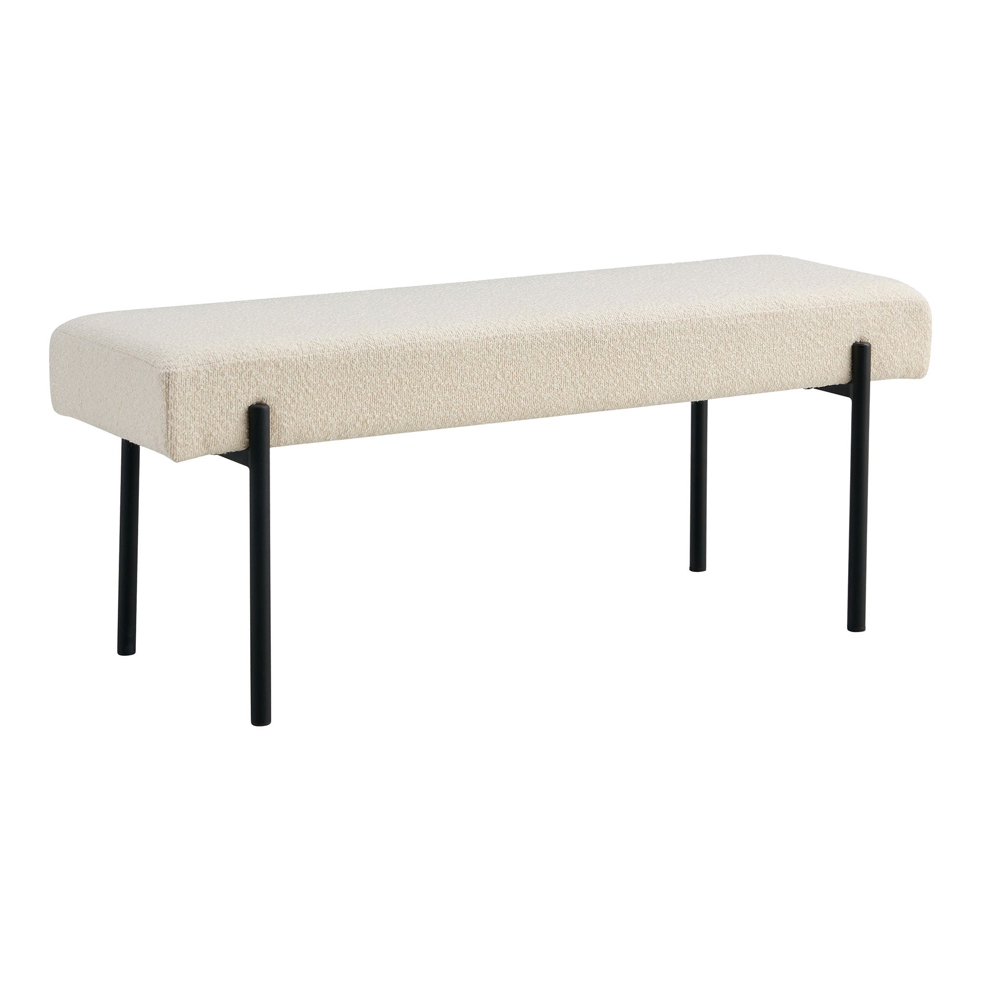 House Nordic Swindon Bench, Bouclé, White With Black Legs, 100x36x42,5 Cm, Hn1232
