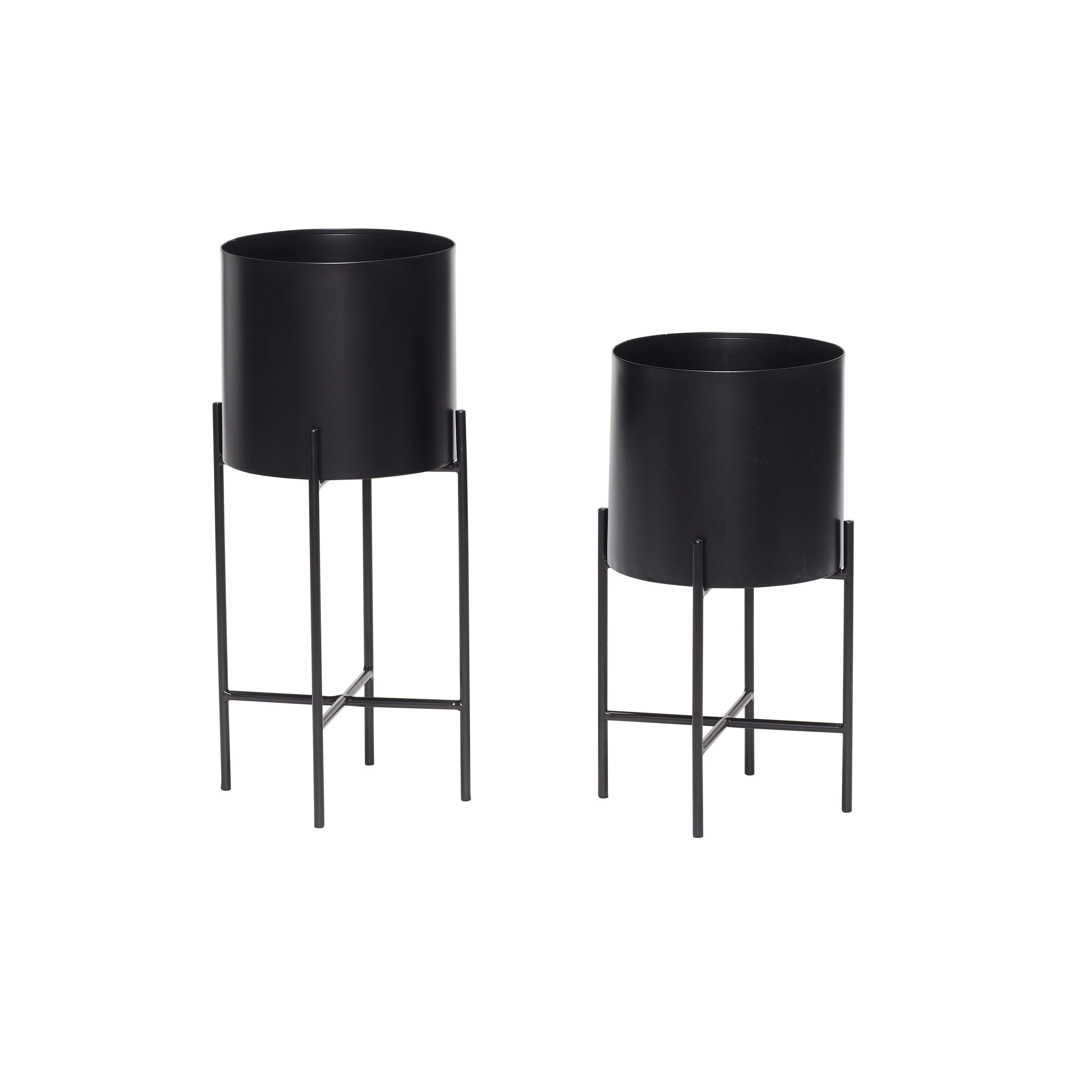[product_category]-Hübsch Airy Pots Set Of 2, Black-Hübsch-5712772063217-940601-HUB-1
