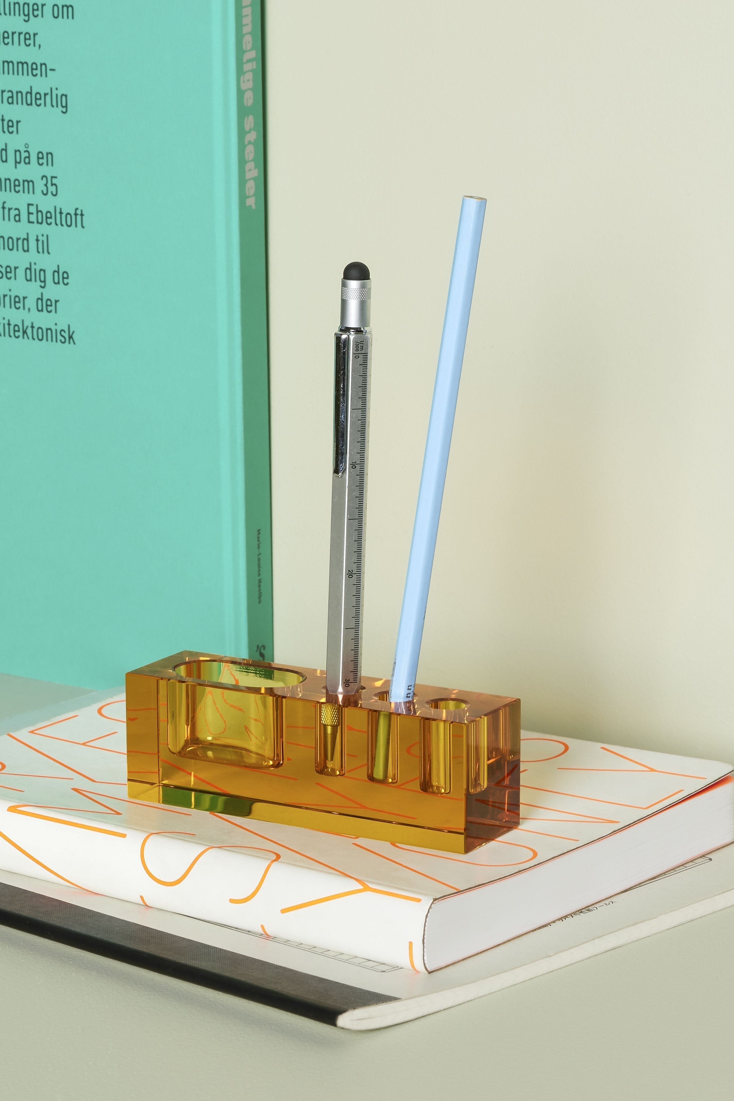 Hübsch Blok Desk Organizer Crystal Amber