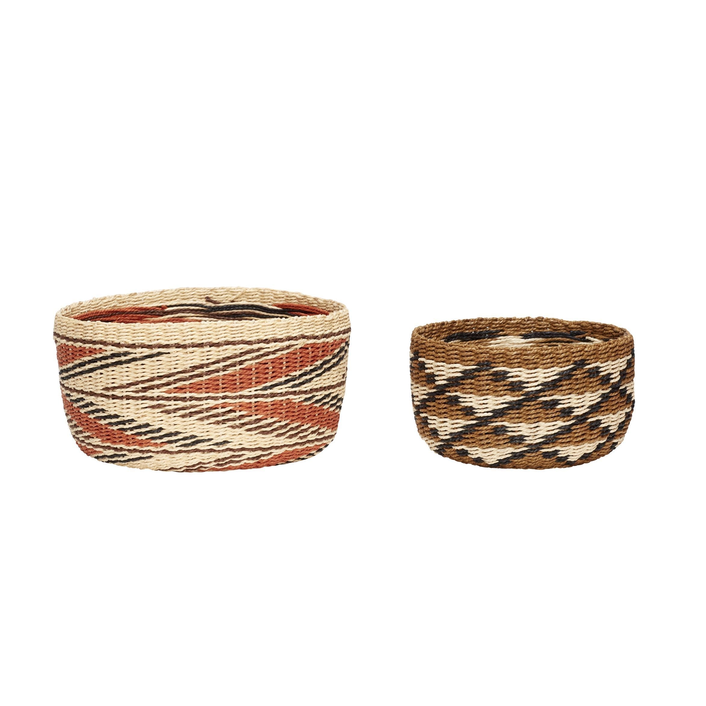 [product_category]-Hübsch Evoke Baskets Natural/Multicolour (Set Of 2), Wide-Hübsch-5712772072974-511108-HUB-1
