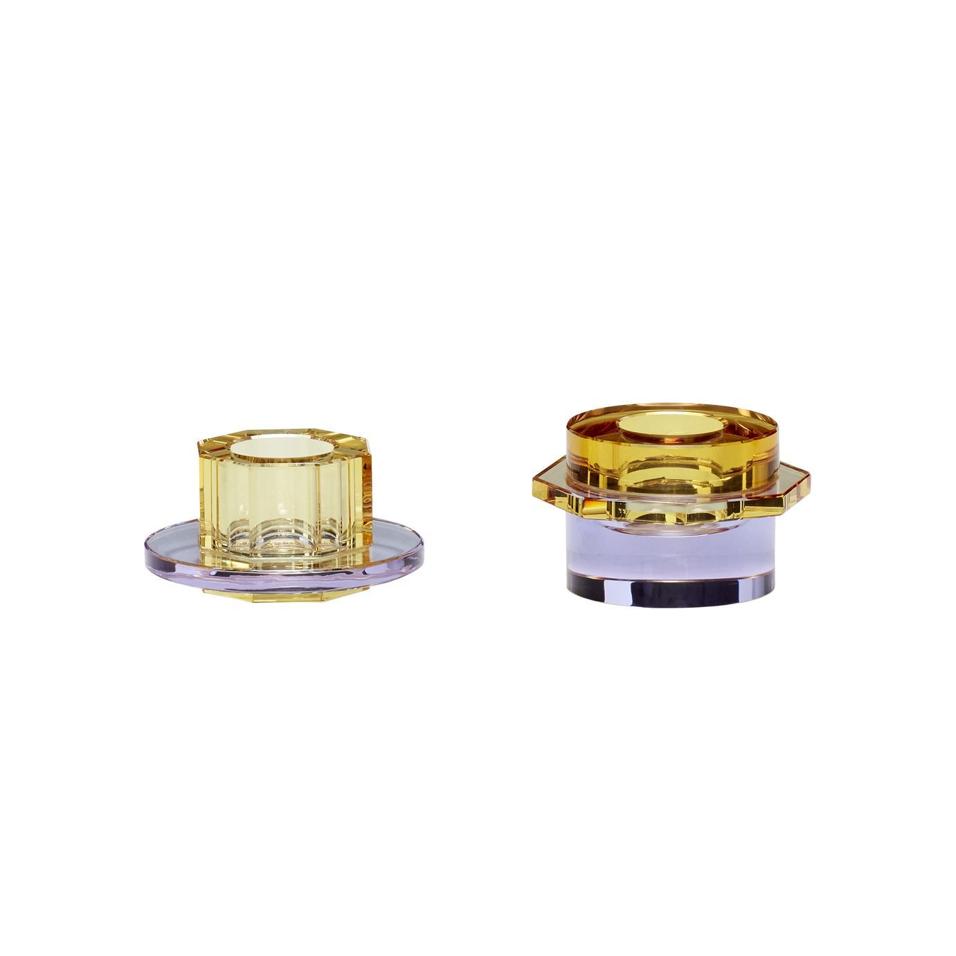 [product_category]-Hübsch Kiosk Candlestick Glass Amber/Purple Set Of 2-Hübsch-5712772072455-341101-HUB-1