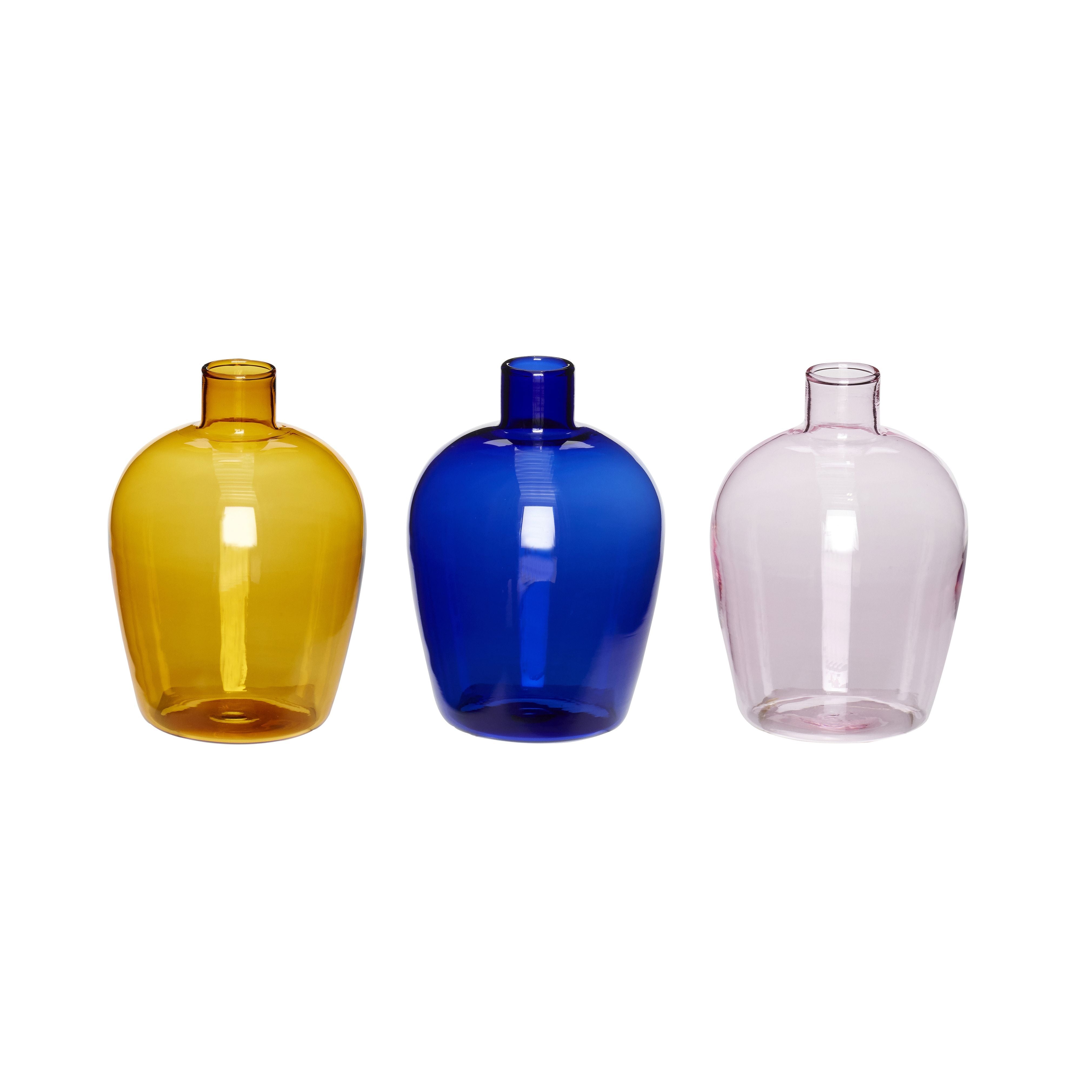 [product_category]-Hübsch Play Vase Glass Amber/Blue/Pink S/3, øx H 7x10 Cm-Hübsch-5712772102619-661204-HUB-1