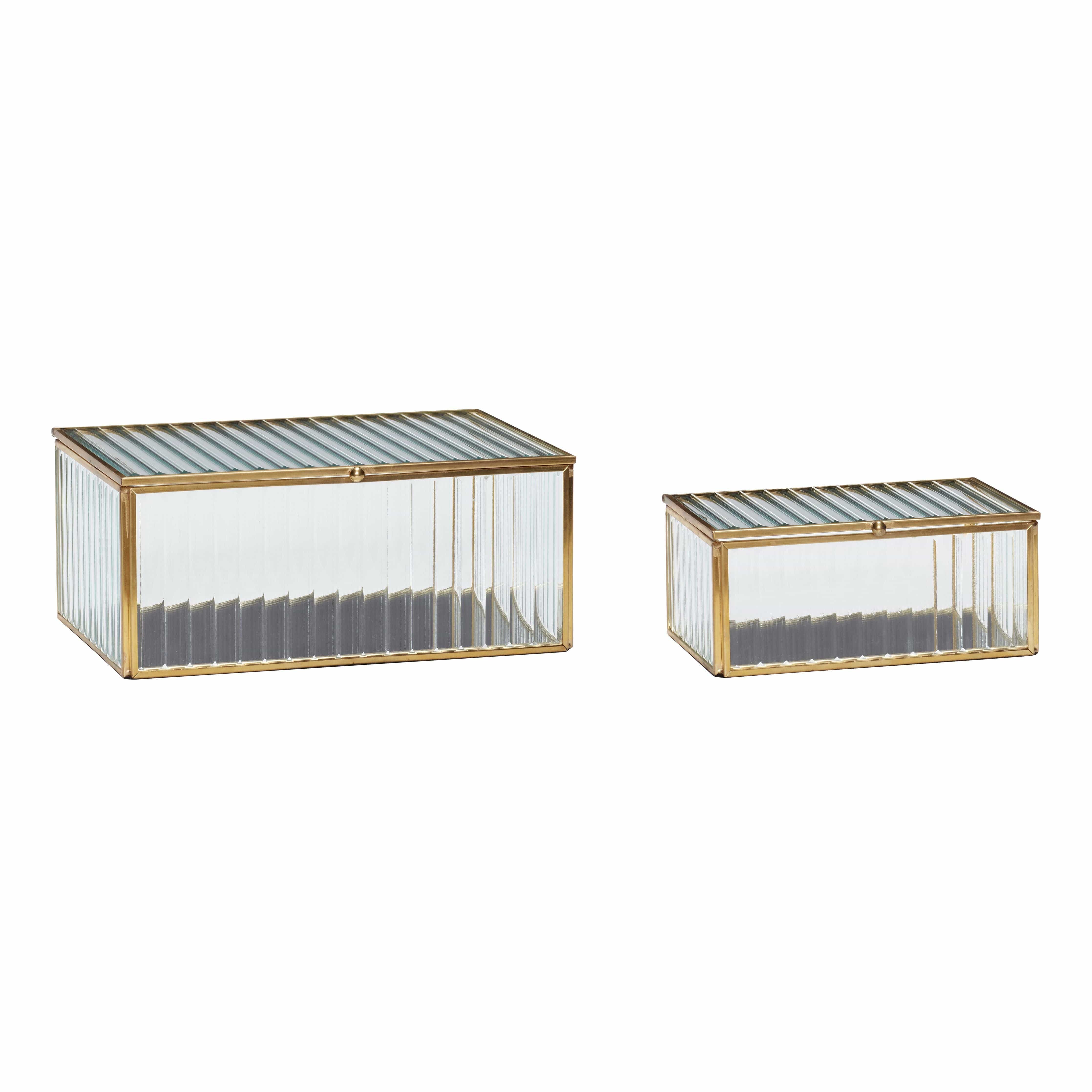 [product_category]-Hübsch Ripple Glass Boxes (Set Of 2) Brass-Hübsch-5712772073070-151102-HUB-1