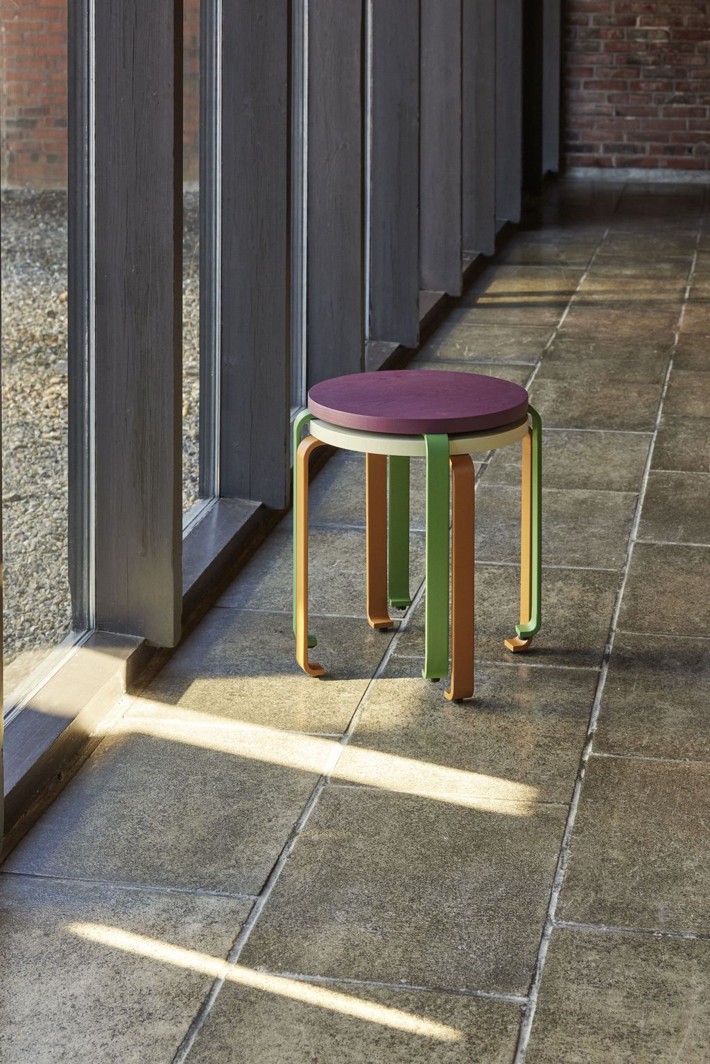 [product_category]-Hübsch Smile Stool, Light Green/Orange-Hübsch-5712772127049-021606-HUB-9