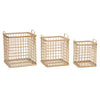 Hübsch Square Korb M Handles Square Bamboo Nature Set Of 3