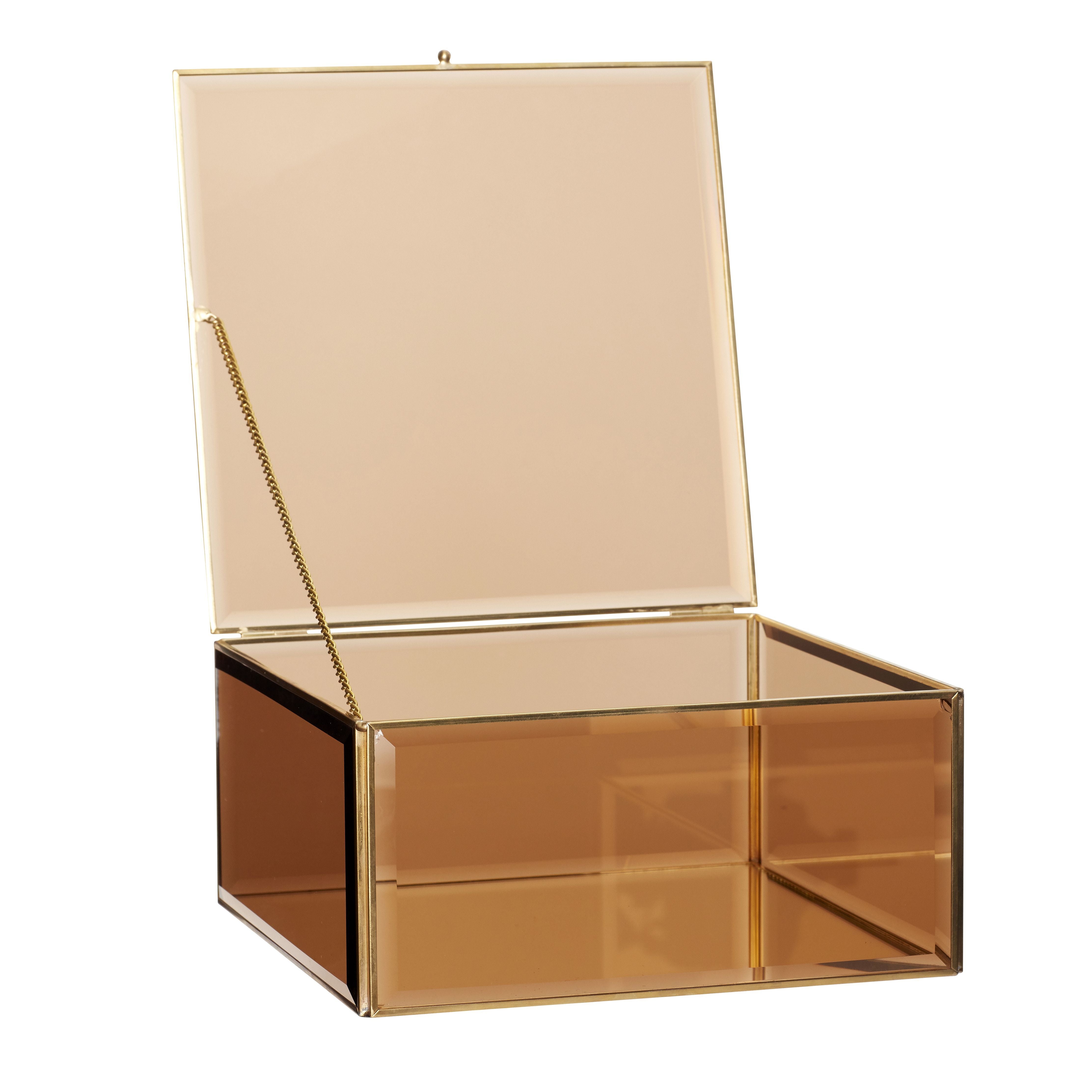 [product_category]-Hübsch Tint Glass Box Glass/Mirror/Metal Brown/Brass S/2, 21/25x21/25x9/12 Cm-Hübsch-5712772101681-151201-HUB-2