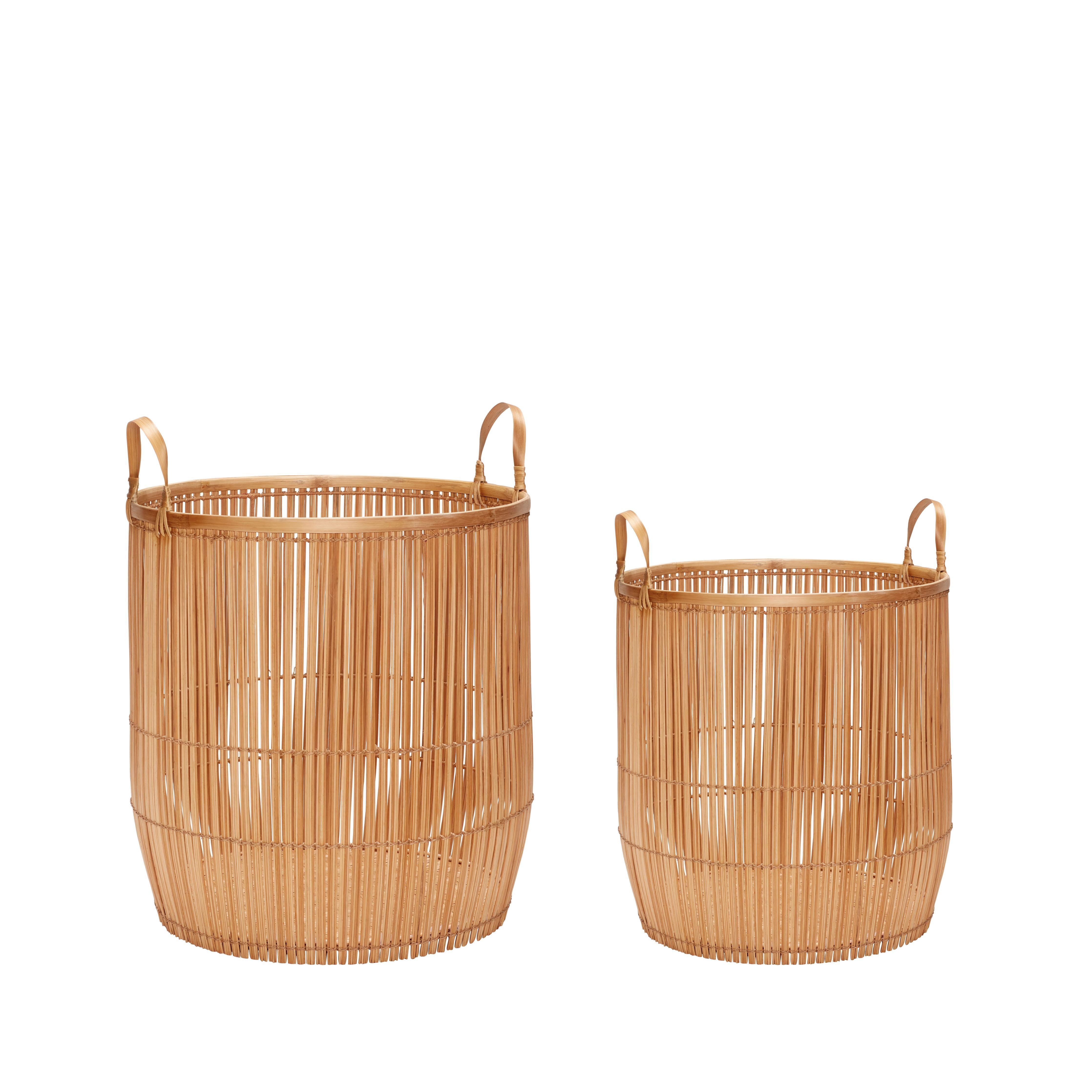 [product_category]-Hübsch Vantage Korb M Handle Round Bamboo Natural S/2-Hübsch-5712772113622-171301-HUB-1