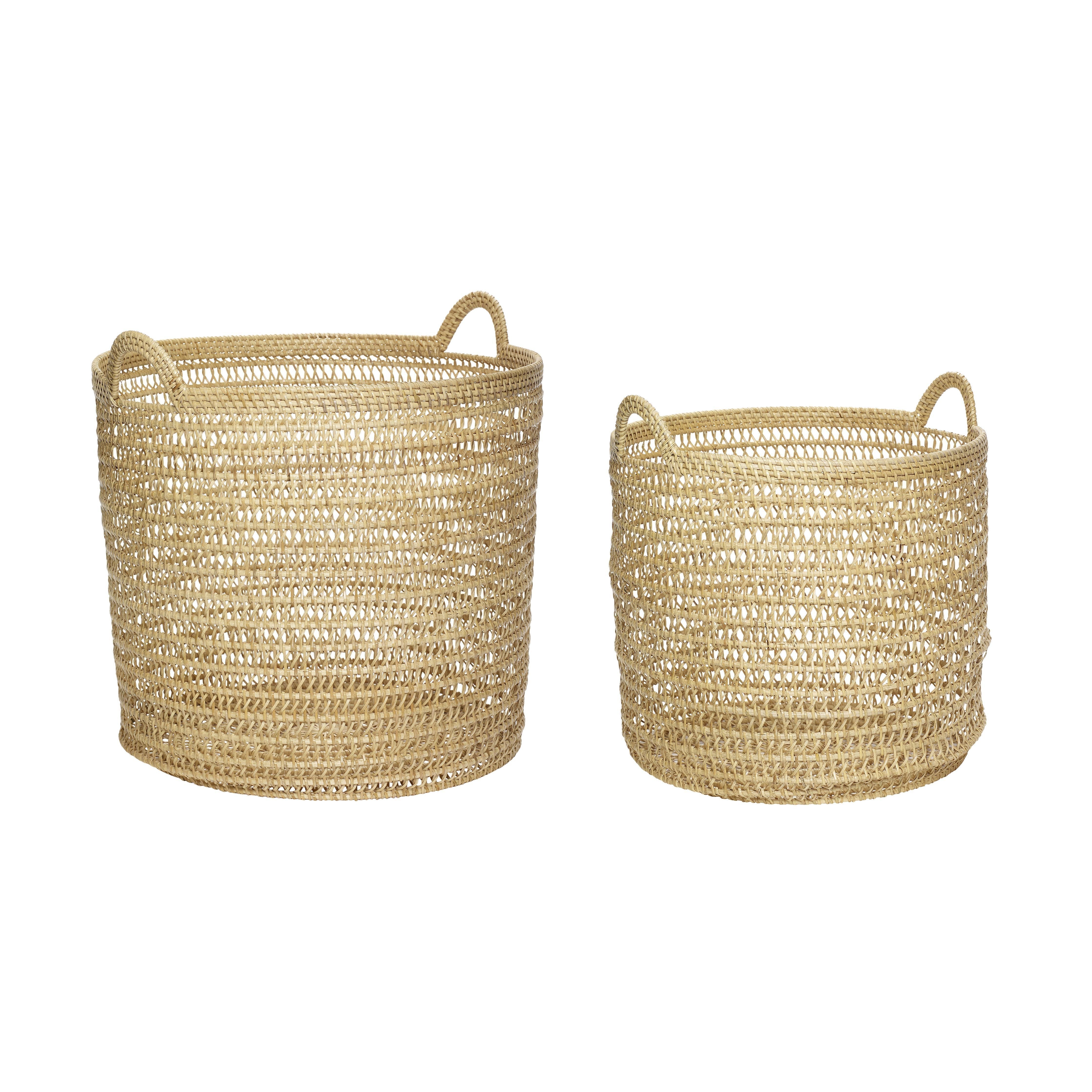 [product_category]-Hübsch Weave Korb M Griffe Rattan Natur 2 Er Set-Hübsch-5712772067956-170801-HUB-1