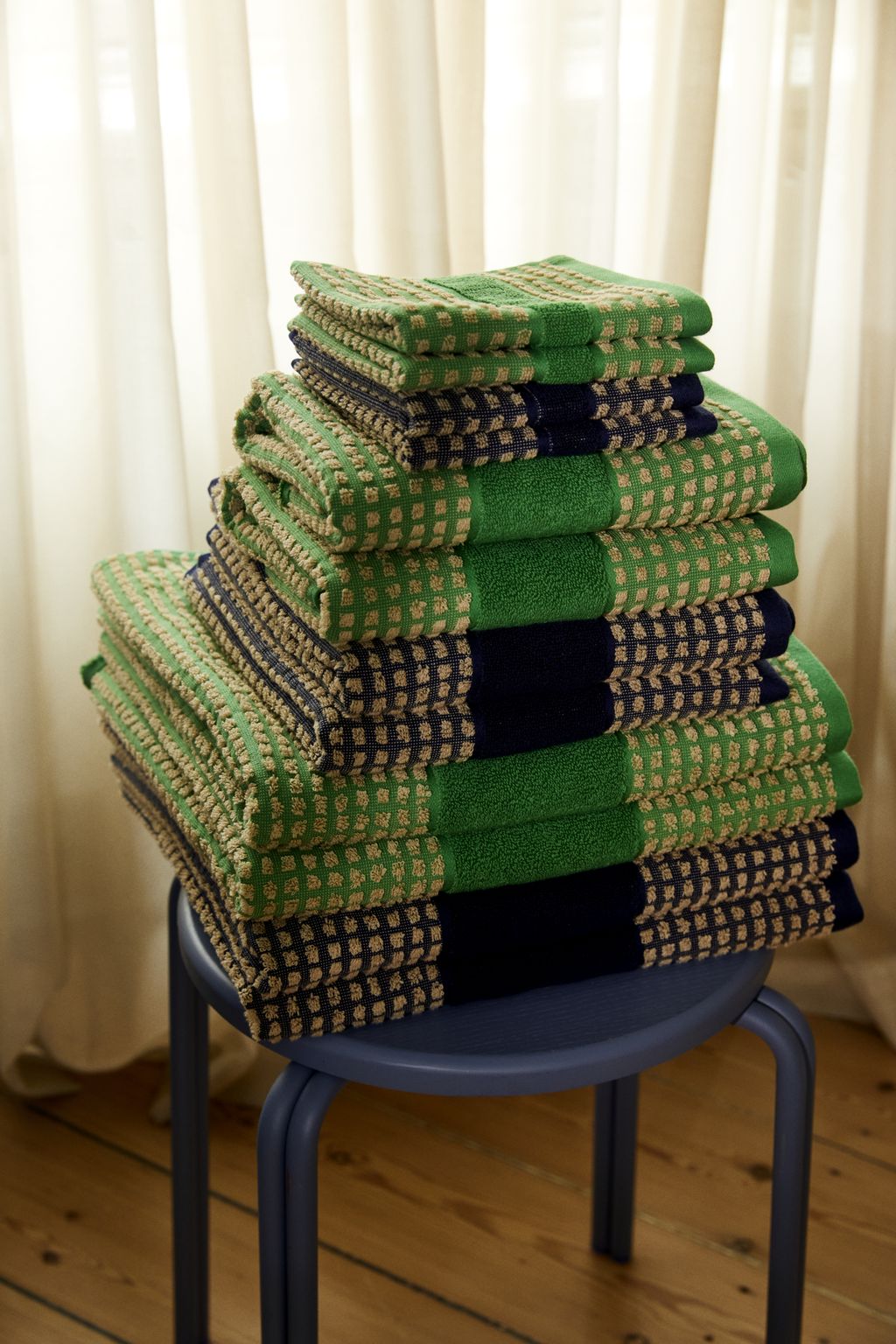 [product_category]-Juna Check Washcloth 30 X30 Cm, Dark Blue/Sand-Juna-5713397150658-615065-JUN-10