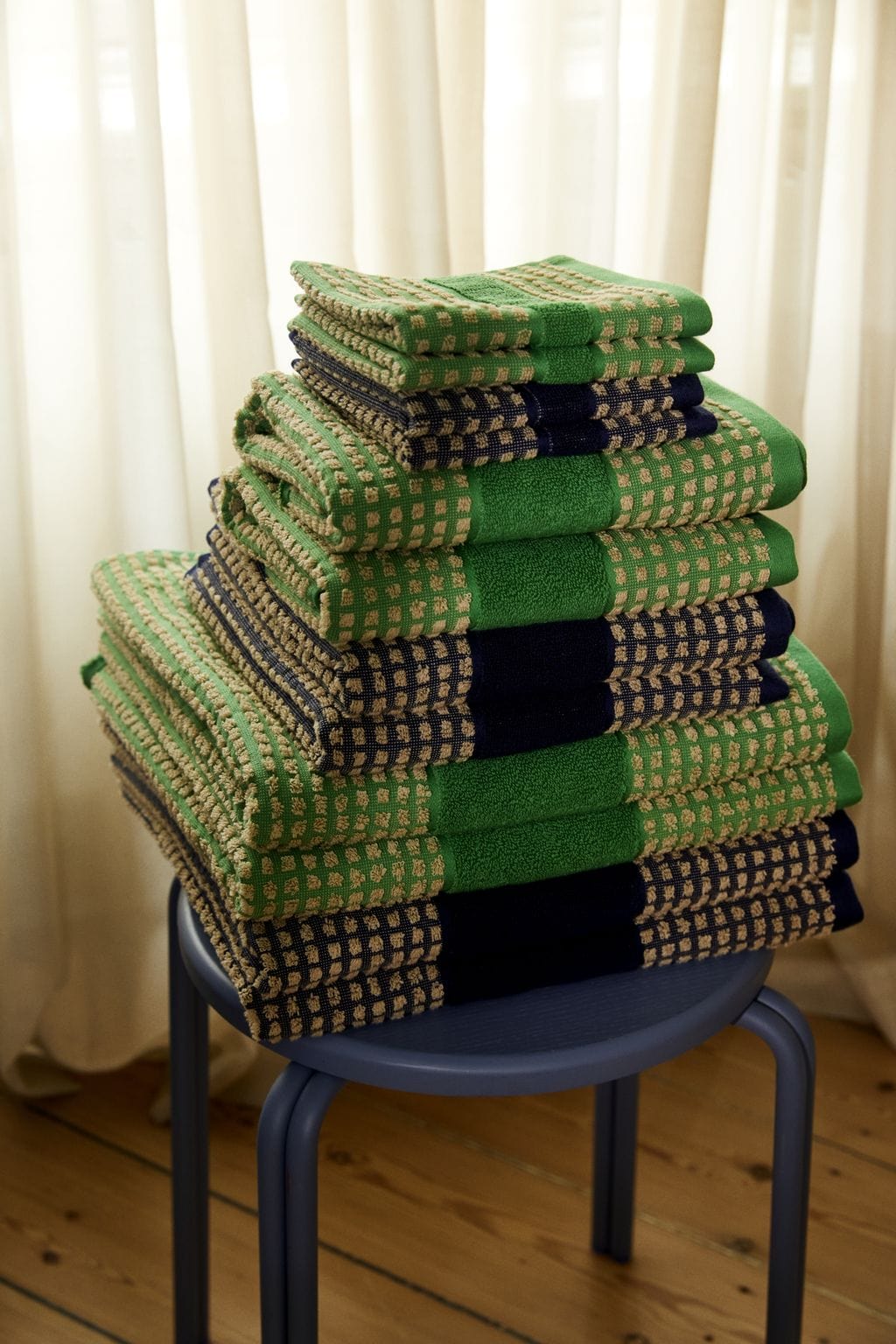[product_category]-Juna Check Washcloth 30 X30 Cm, Dark Blue/Sand-Juna-5713397150658-615065-JUN-5