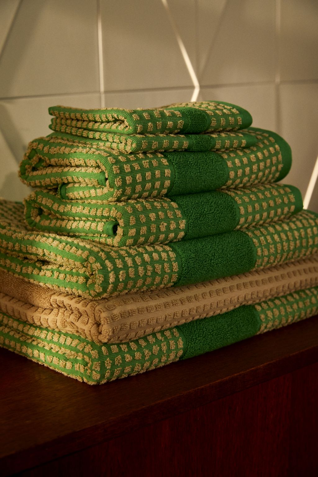 [product_category]-Juna Check Washcloth 30 X30 Cm, Green/Beige-Juna-5713397150689-615068-JUN-7