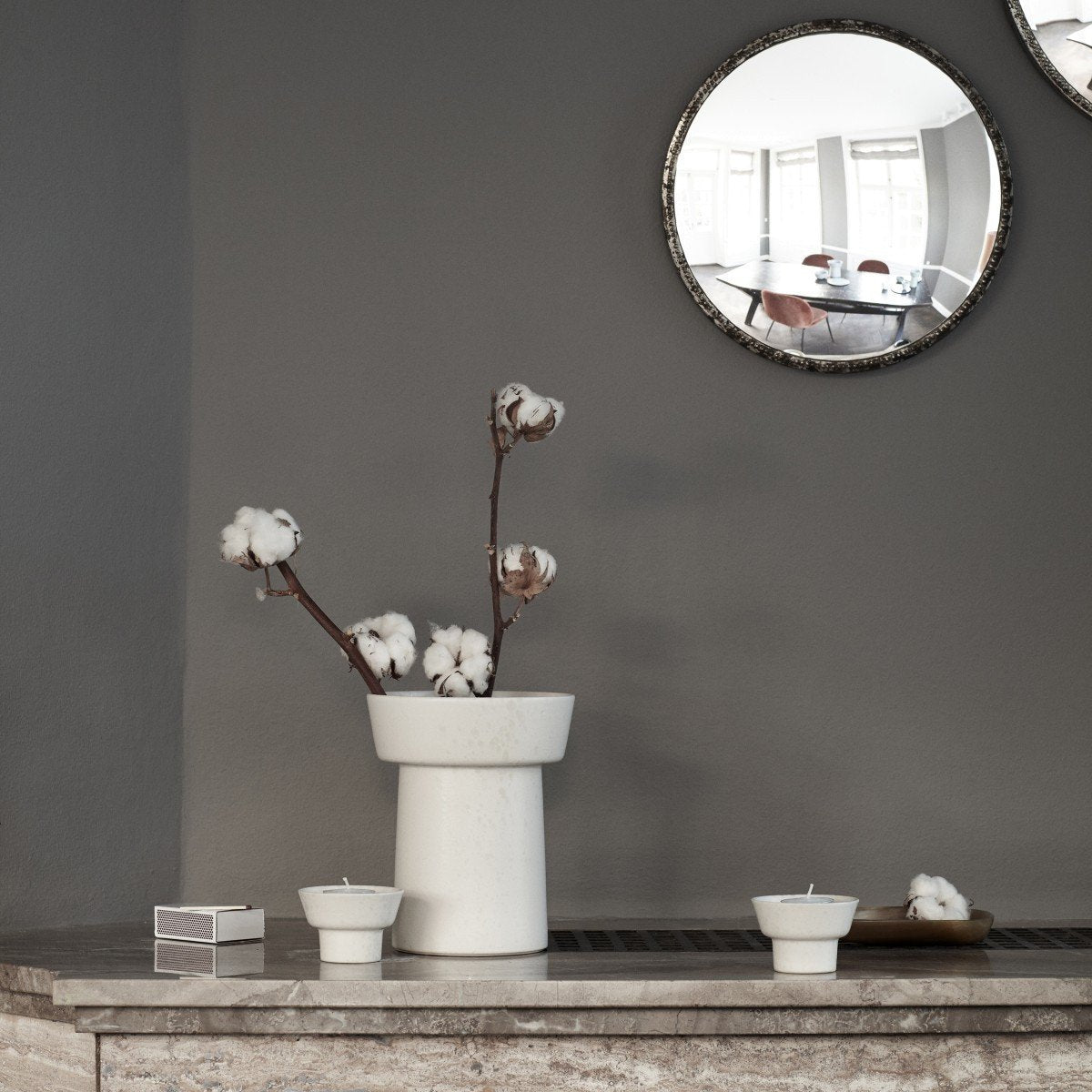 Kähler Ombria Block Candle Holder, Granite Green