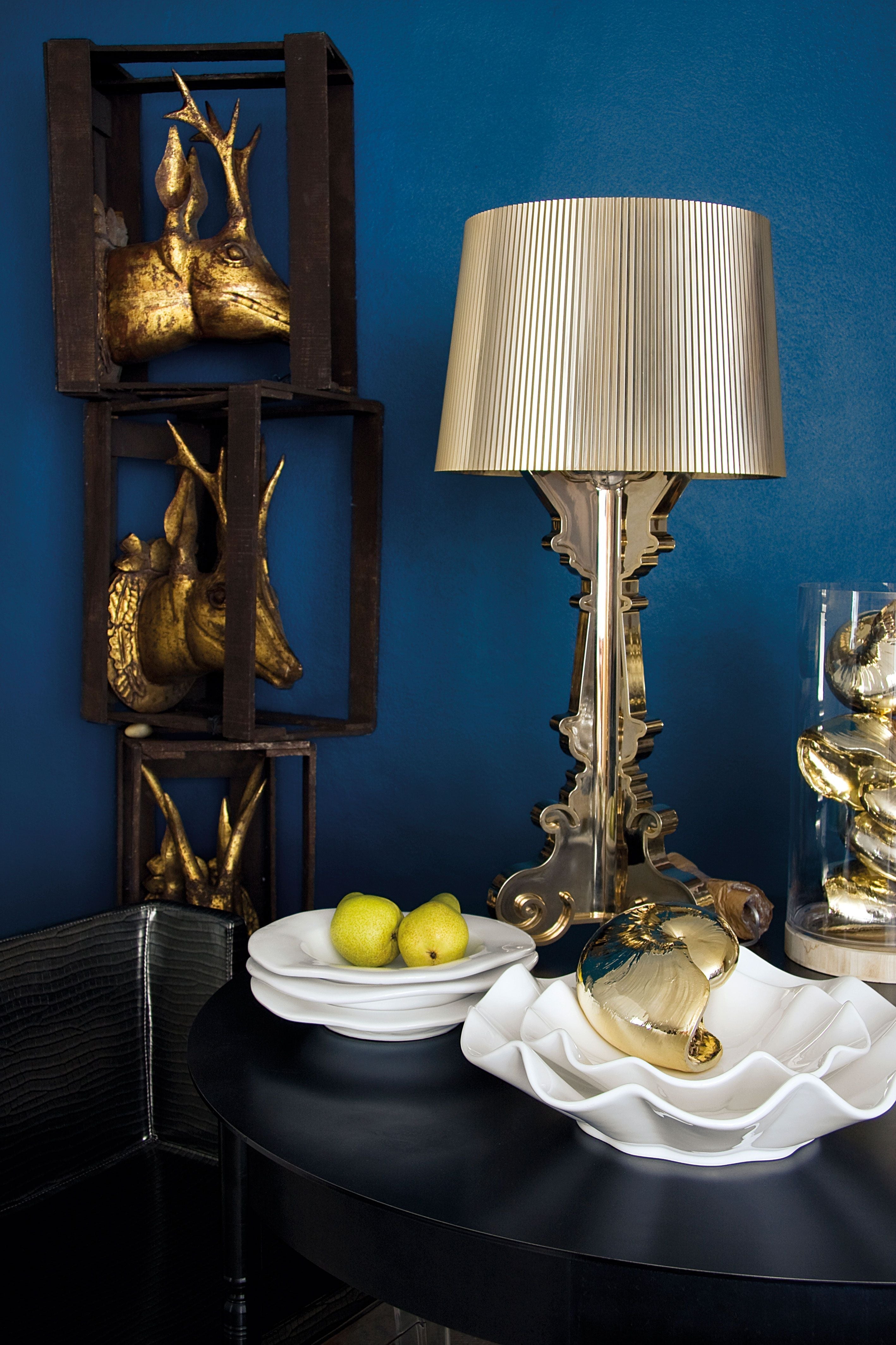 [product_category]-Kartell Bourgie Table Lamp, White/Gold-Kartell-8058967309584-G907600-KAR-8