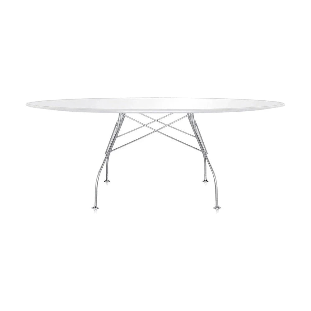 [product_category]-Kartell Glossy Table Oval Glass, Chrome/White-Kartell-8058967225082-0457203-KAR-1