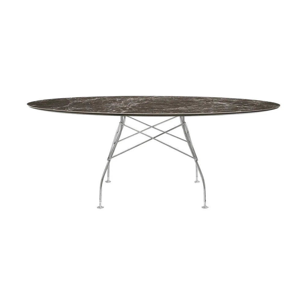 [product_category]-Kartell Glossy Table Oval Marble, Chrome/Brown Emperador-Kartell-8058967294118-04572MM-KAR-1