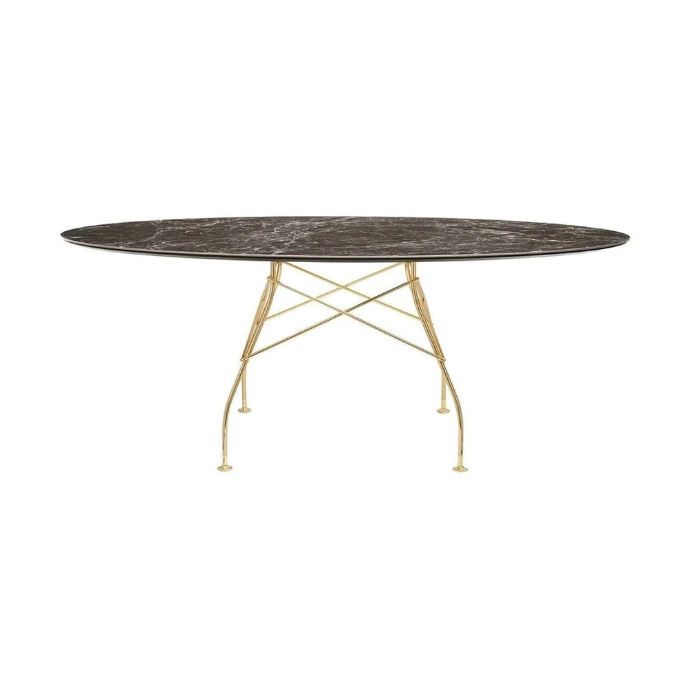 [product_category]-Kartell Glossy Table Oval Marble, Gold/Brown Emperador-Kartell-8058967294194-04579MM-KAR-1