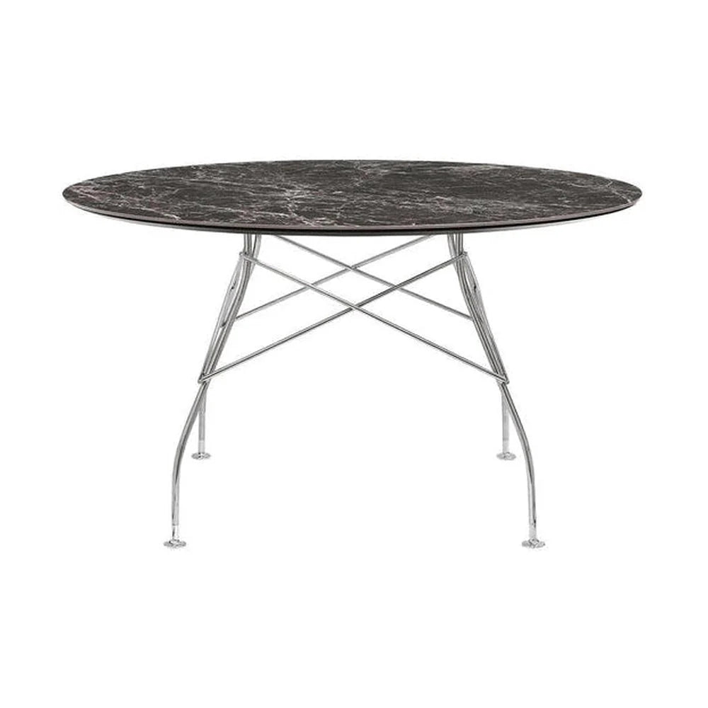 [product_category]-Kartell Glossy Table Round Marble, Chrome/Brown Emperador-Kartell-8058967293739-04584MM-KAR-1