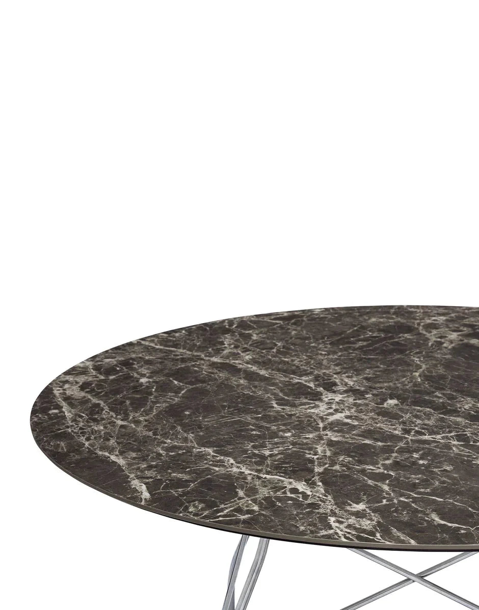 [product_category]-Kartell Glossy Table Round Marble, Chrome/Brown Emperador-Kartell-8058967293739-04584MM-KAR-8