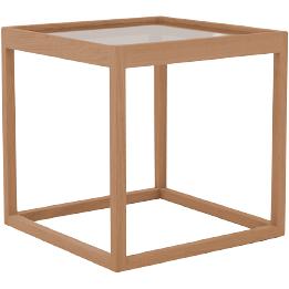 [product_category]-Klassik Studio Kø Cube Side Table Oak Oiled, Smoked Glass-Klassik Studio-CUBE-OILEDOAK-SMOKEDGLASS-KLA-1