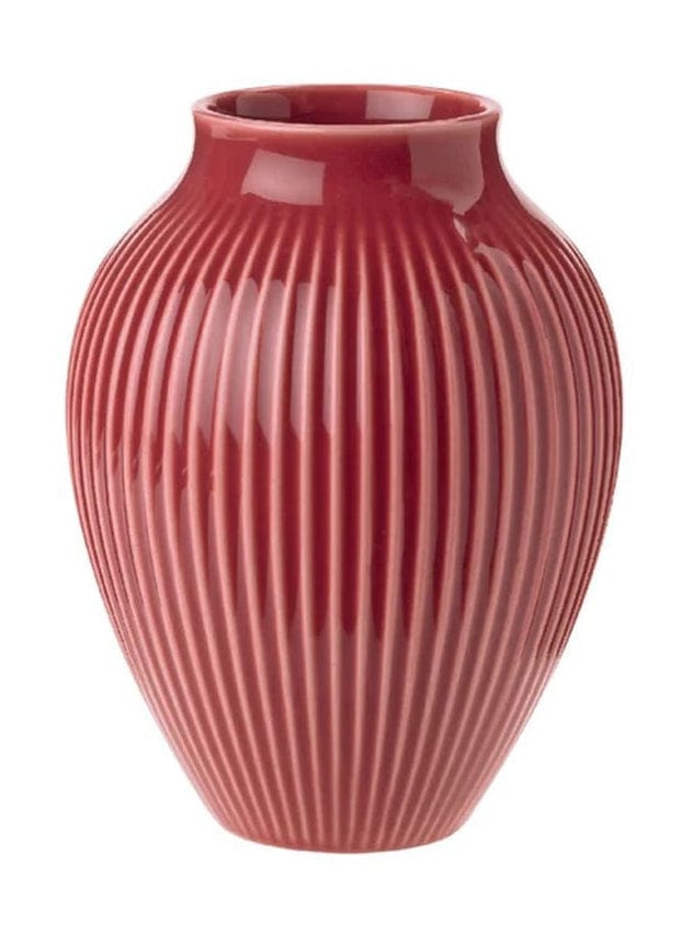 [product_category]-Knabstrup Keramik Vase With Grooves H 12,5 Cm, Bordeaux-Knabstrup Keramik-5713959012424-1242-KNA-1