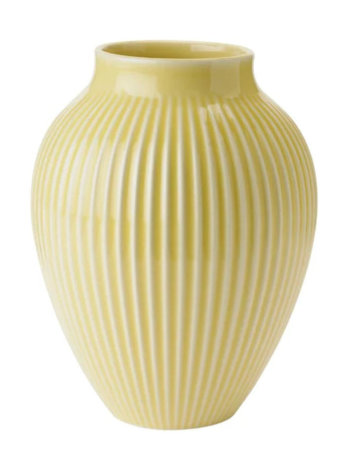 [product_category]-Knabstrup Keramik Vase With Grooves H 20 Cm, Yellow-Knabstrup Keramik-5713959012929-1292-KNA-1