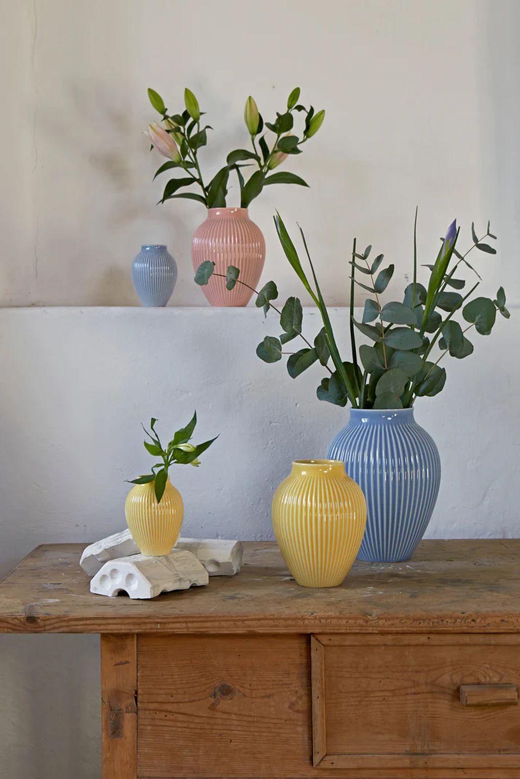 [product_category]-Knabstrup Keramik Vase With Grooves H 20 Cm, Yellow-Knabstrup Keramik-5713959012929-1292-KNA-2