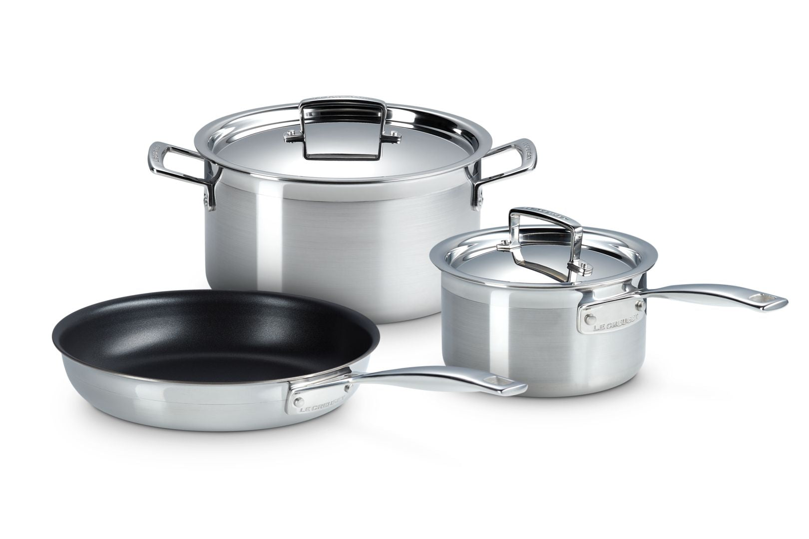 [product_category]-Le Creuset 3 Piece Cookware Set, Stainless Steel-Le Creuset-0630870305570-53808000010050-LEC-15