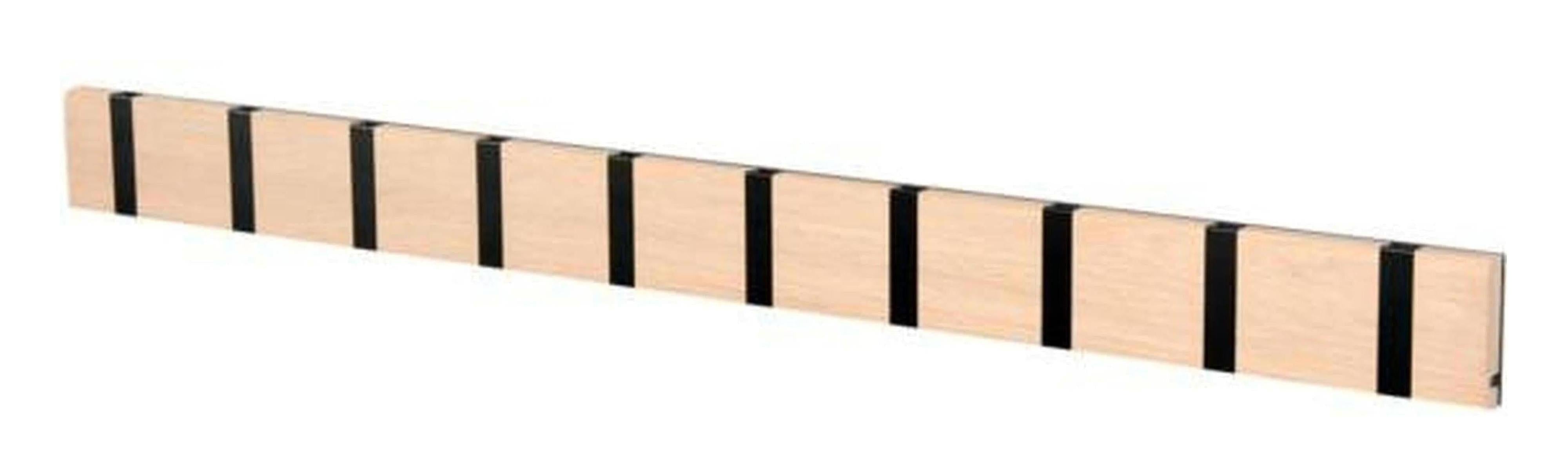 [product_category]-Loca Knax Horizontal Coat Rack 10 Hooks, Oak Untreated/Black-LOCA-5711394200628-11091U-LOC-1