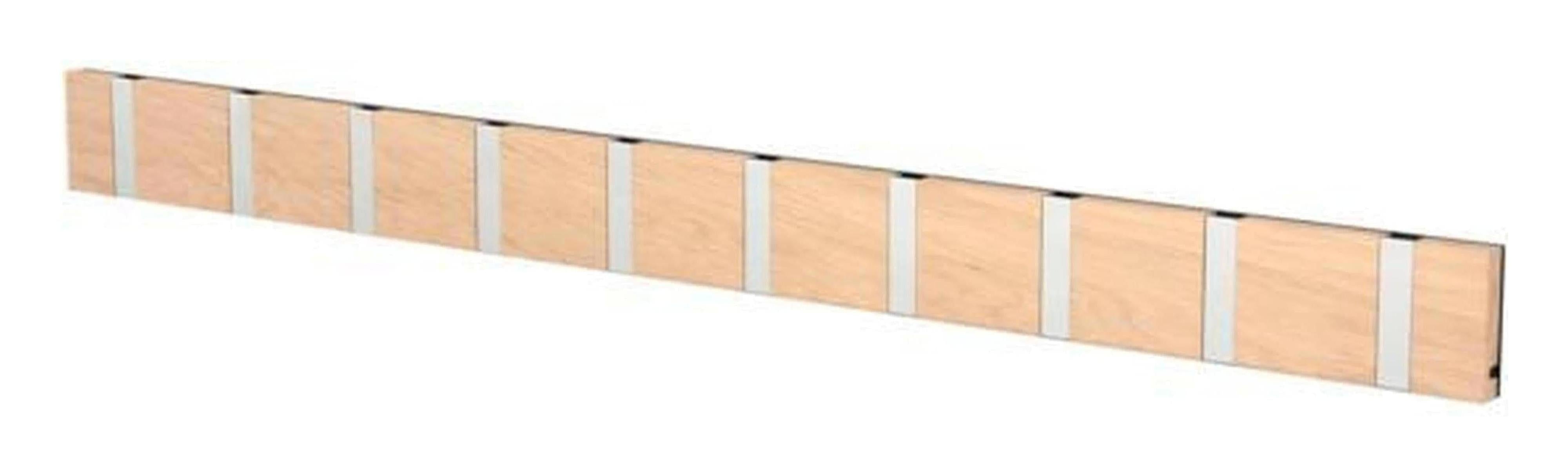 [product_category]-Loca Knax Horizontal Coat Rack 10 Hooks, Oak Untreated/Grey-LOCA-5711394200666-11092U-LOC-1