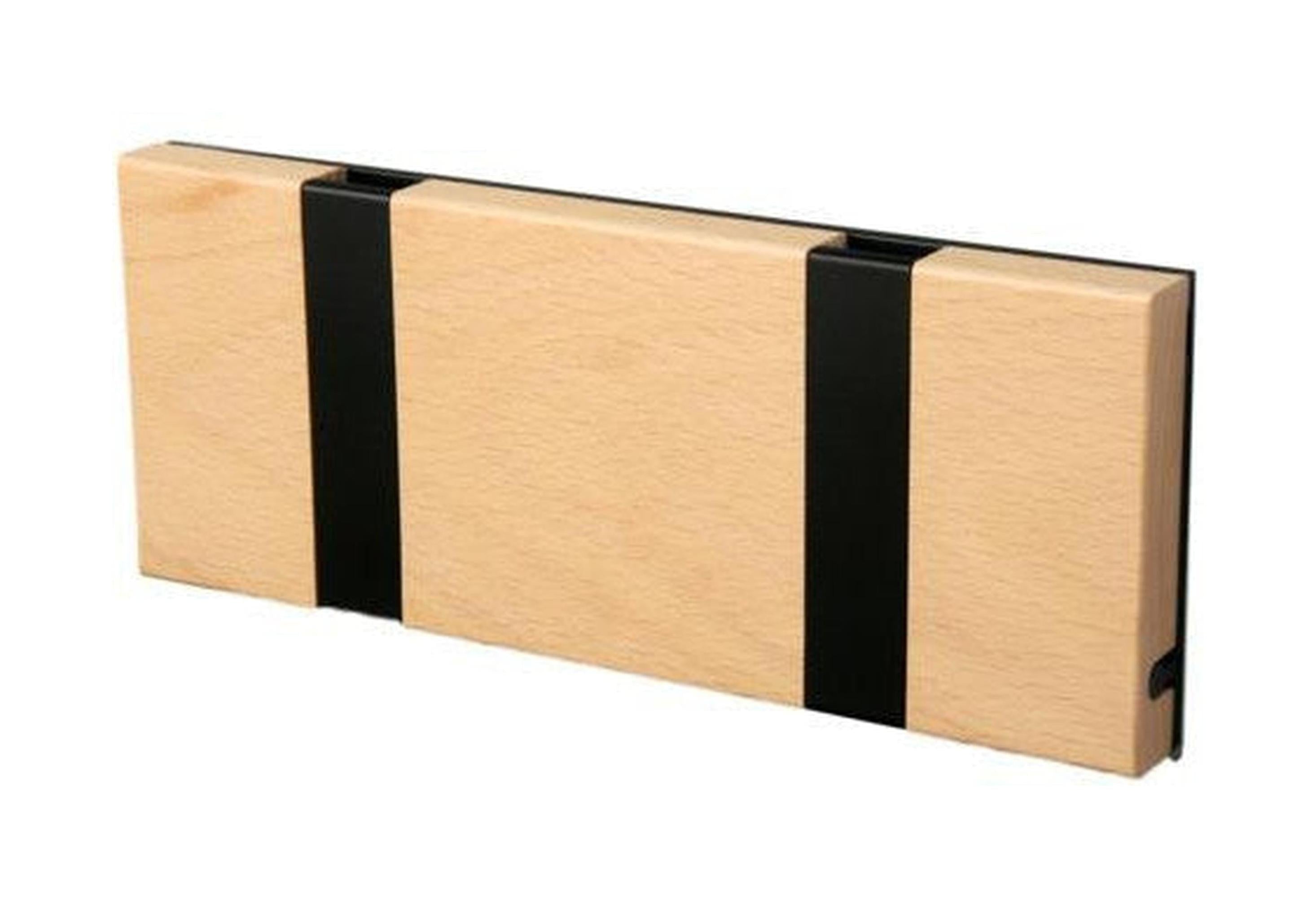 [product_category]-Loca Knax Horizontal Coat Rack 2 Hooks, Beech Untreated/Black-LOCA-5711394120049-10211U-LOC-1