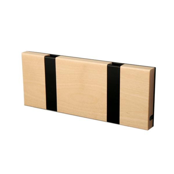[product_category]-Loca Knax Horizontal Coat Rack 2 Hooks, Birch Untreated/Black-LOCA-5711394120544-10281U-LOC-2