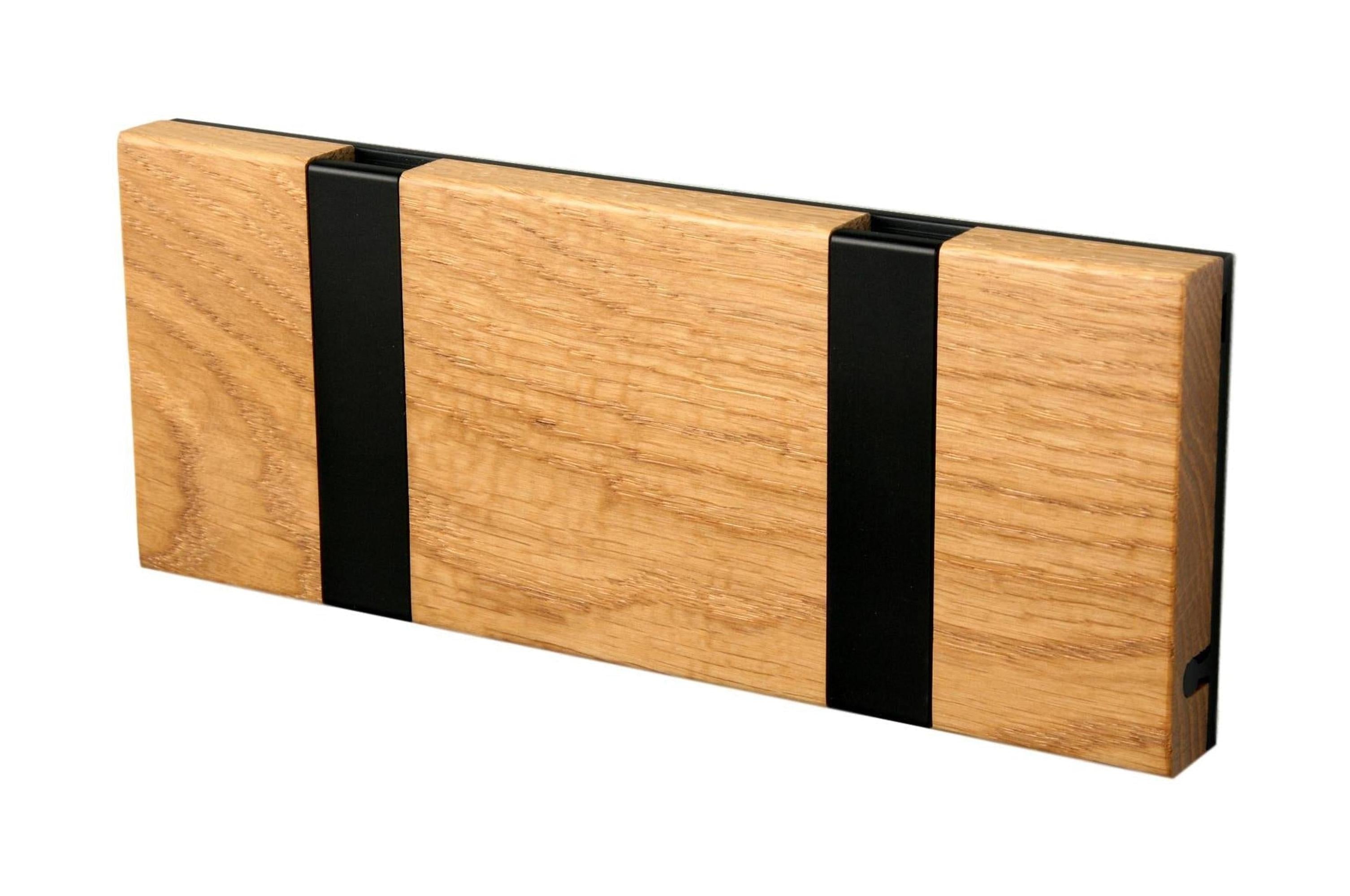 [product_category]-Loca Knax Horizontal Coat Rack 2 Hooks, Oak Lacquered/Black-LOCA-5711394120605-10291L-LOC-1