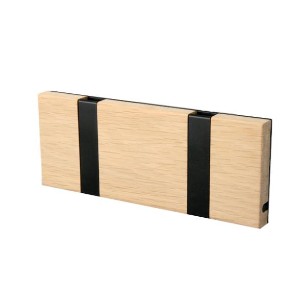 [product_category]-Loca Knax Horizontal Coat Rack 2 Hooks, Oak Limed/Black-LOCA-5711394120599-10291-LOC-2