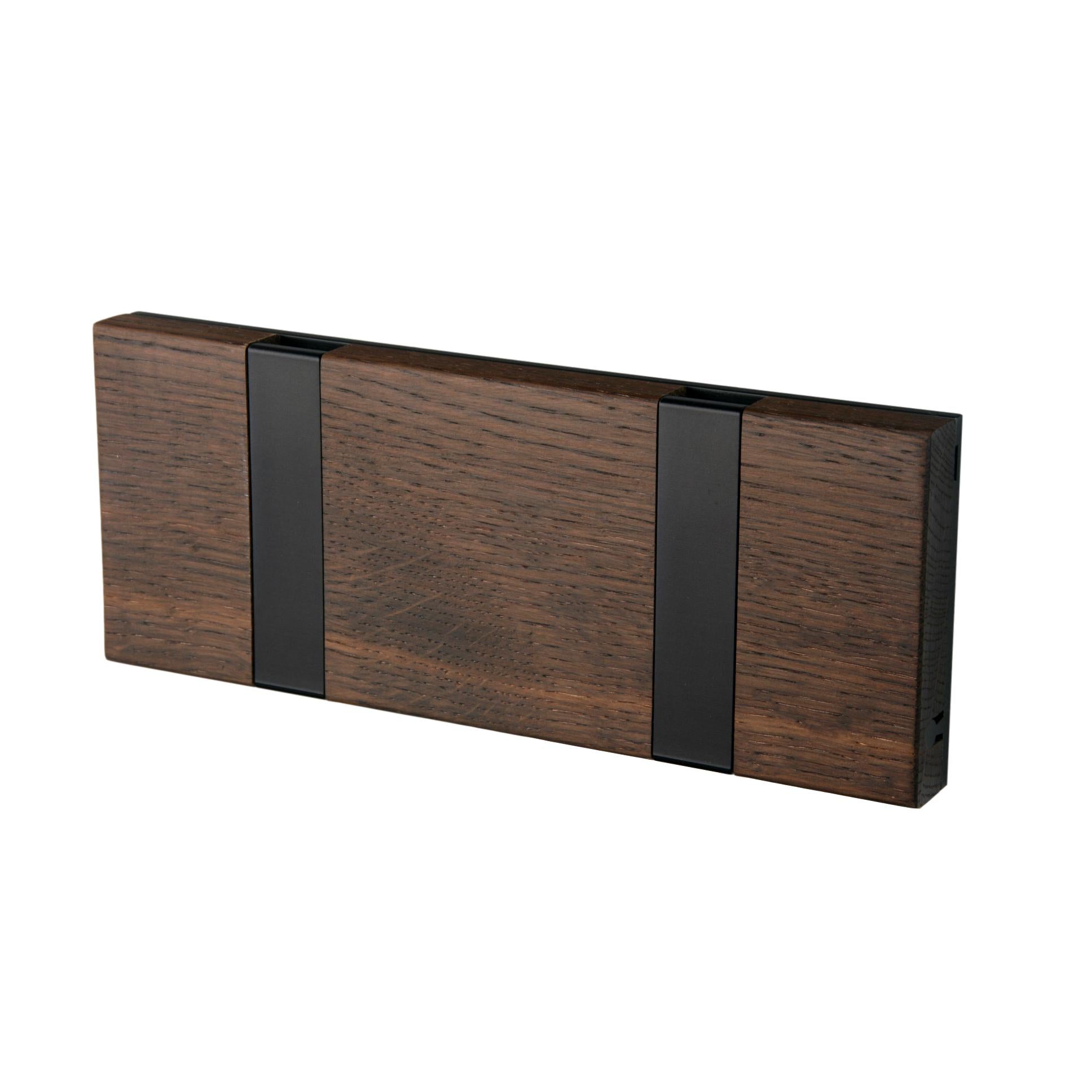 [product_category]-Loca Knax Horizontal Coat Rack 2 Hooks, Oak Tabac/Black-LOCA-5711394120179-102141-LOC-2