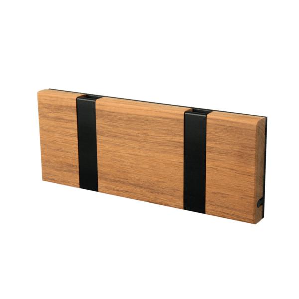 [product_category]-Loca Knax Horizontal Coat Rack 2 Hooks, Teak Oiled/Black-LOCA-5711394120148-102131O-LOC-2