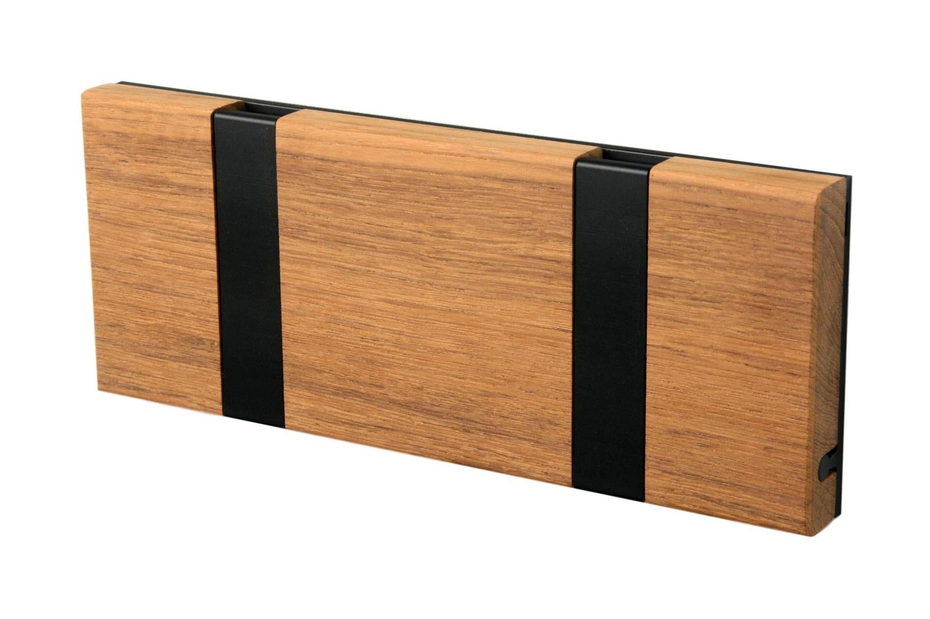 [product_category]-Loca Knax Horizontal Coat Rack 2 Hooks, Teak Untreated/Black-LOCA-5711394120131-102131-LOC-1