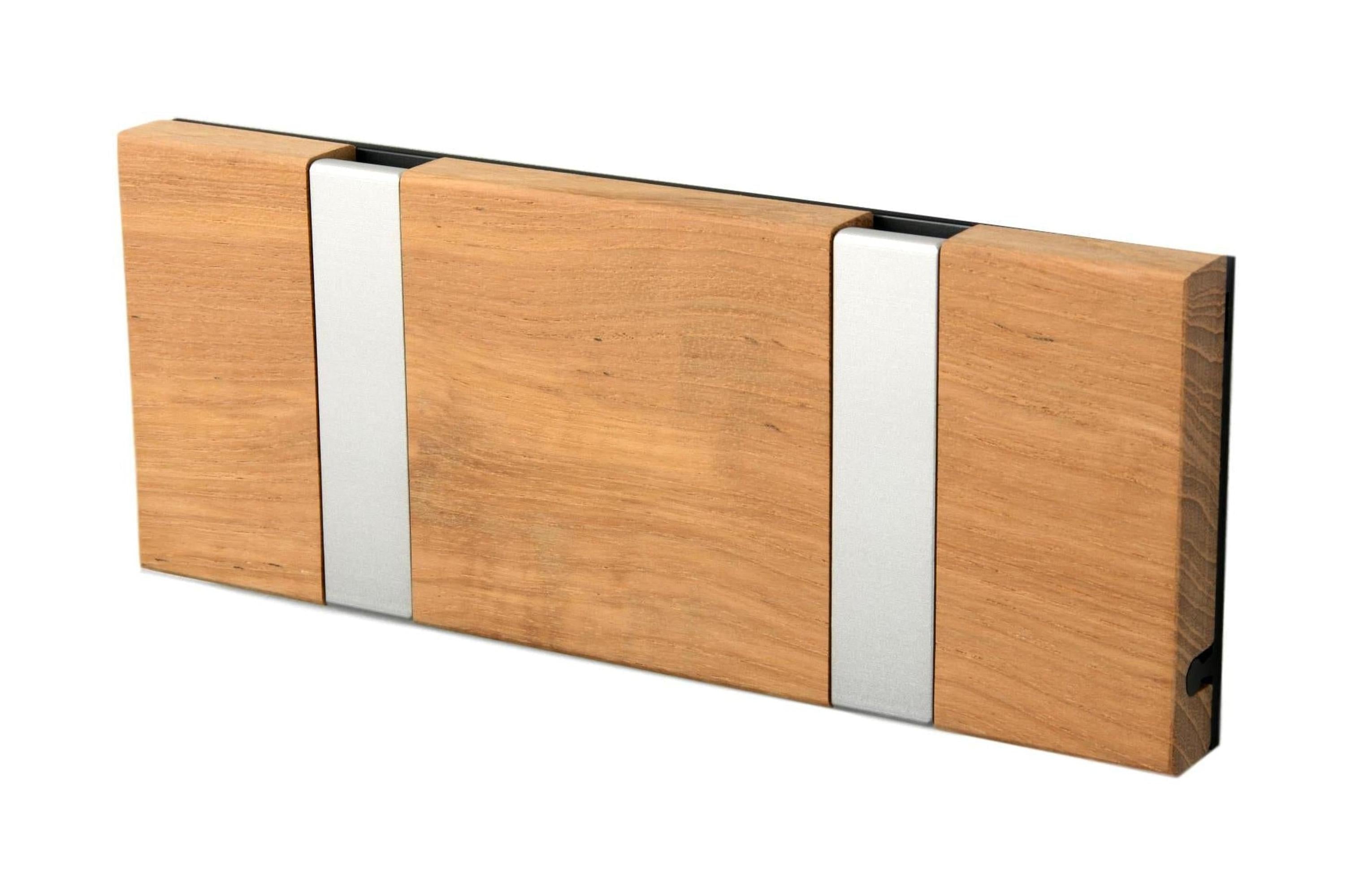 [product_category]-Loca Knax Horizontal Coat Rack 2 Hooks, Teak Untreated/Grey-LOCA-5711394120155-102132-LOC-1