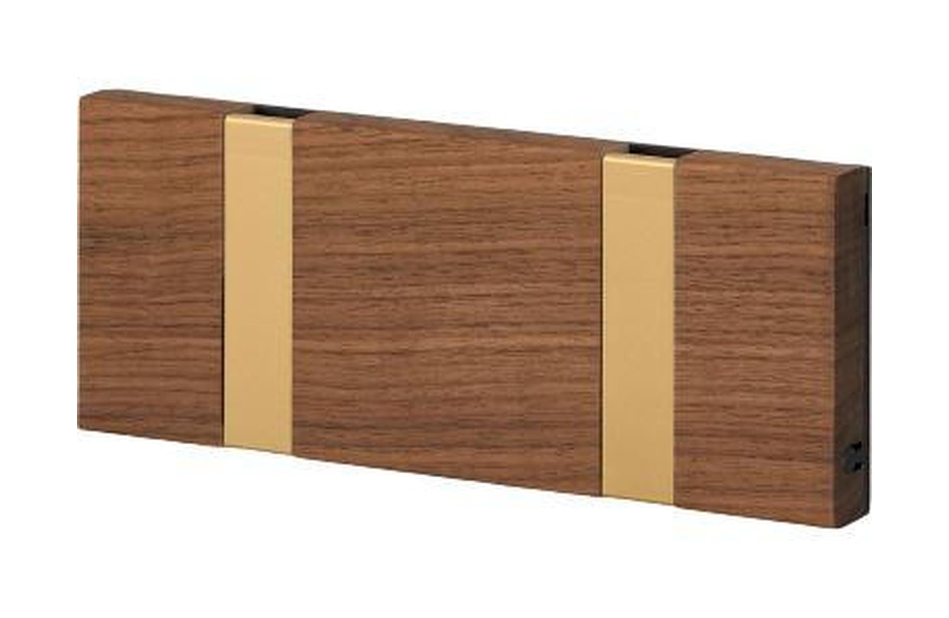 [product_category]-Loca Knax Horizontal Coat Rack 2 Hooks, Walnut/Brass-LOCA-5711394954644-102113-LOC-1