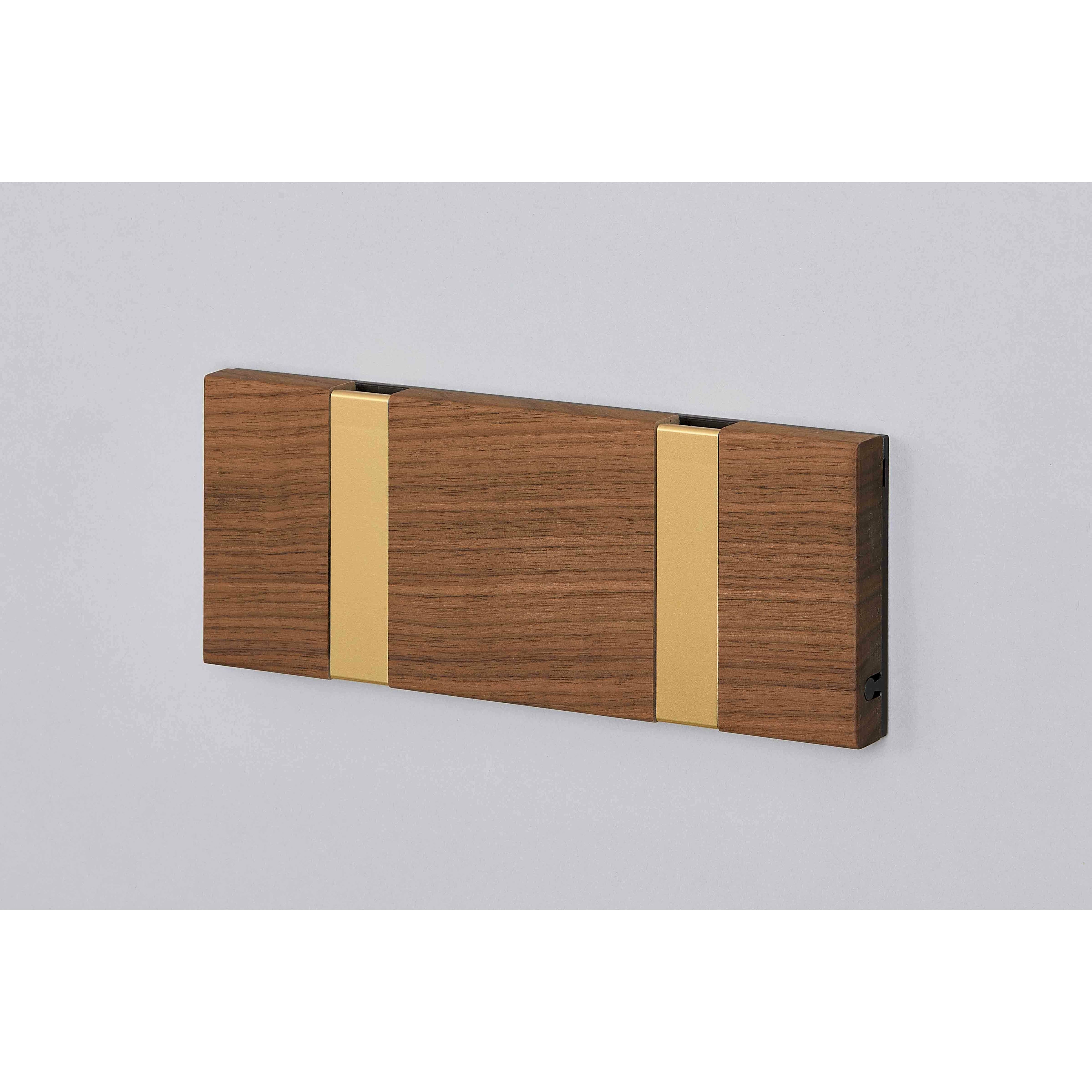 [product_category]-Loca Knax Horizontal Coat Rack 2 Hooks, Walnut/Brass-LOCA-5711394954644-102113-LOC-2